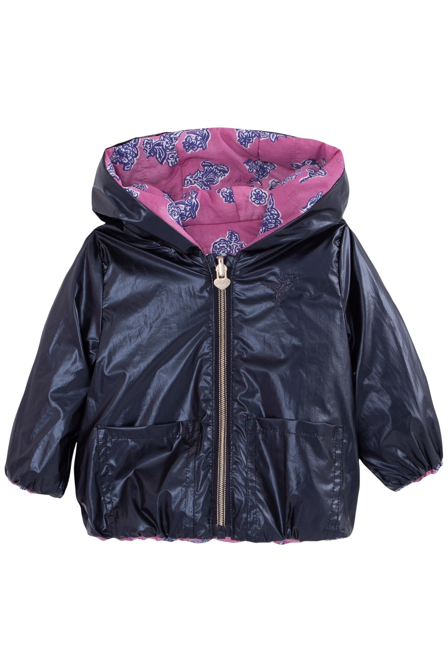 BABY GIRLS' INDIAN FLORAL/NAVY REVERSIBLE PADDED JACKET 3