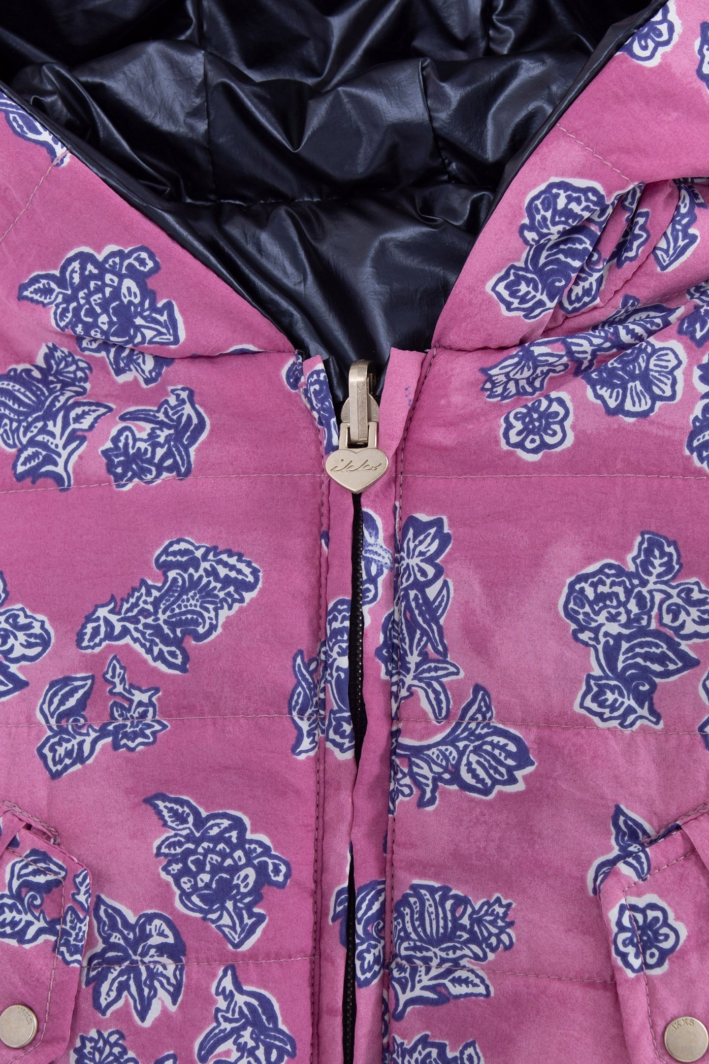 BABY GIRLS' INDIAN FLORAL/NAVY REVERSIBLE PADDED JACKET 6