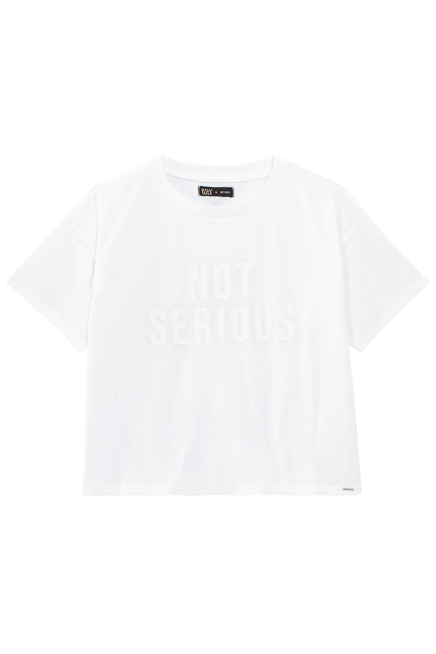 GIRLS’ OFF-WHITE ORGANIC COTTON T-SHIRT WITH RUBBER IMAGE 1