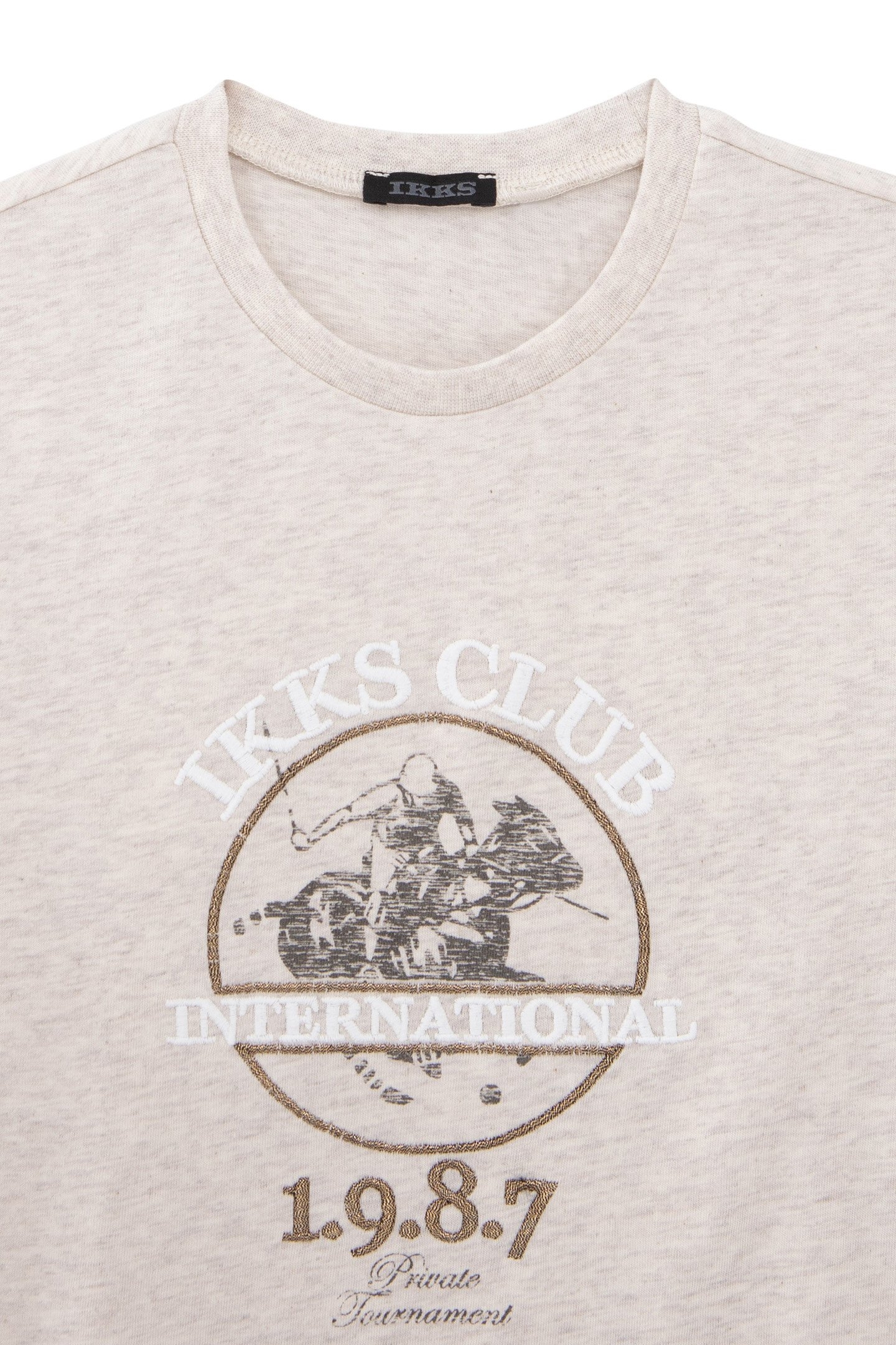 BOYS’ BEIGE MARL T-SHIRT WITH EMBROIDERED POLO IMAGE 3