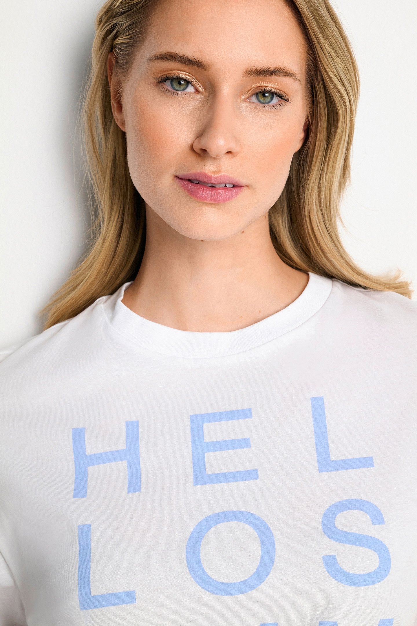 BOXY T-SHIRT HELLO SUMMER PRINT ORGANIC COTTON BLUE 5