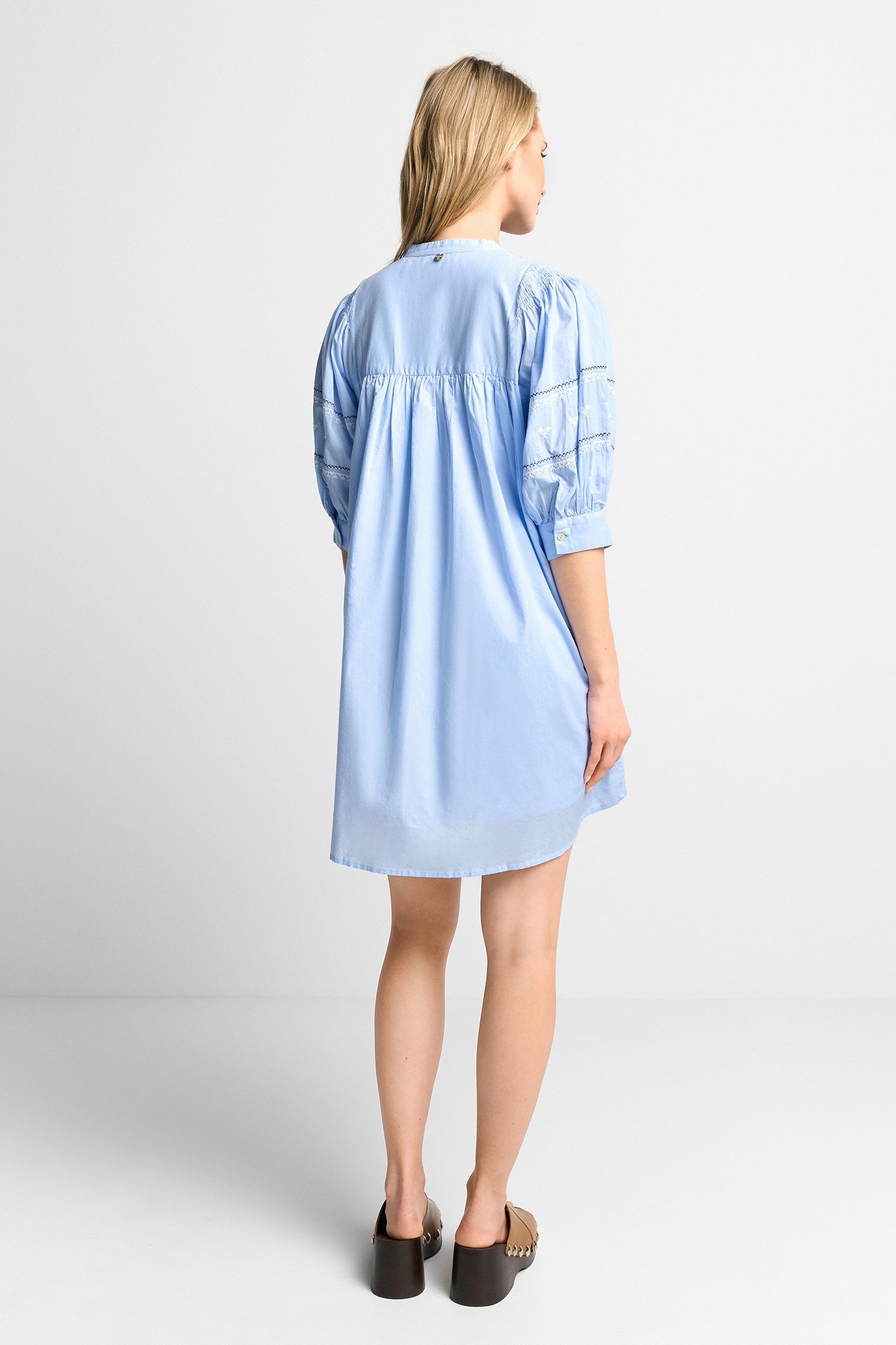 MINI DRESS WITH EMBROIDERY ORGANIC COTTON BLUE 2
