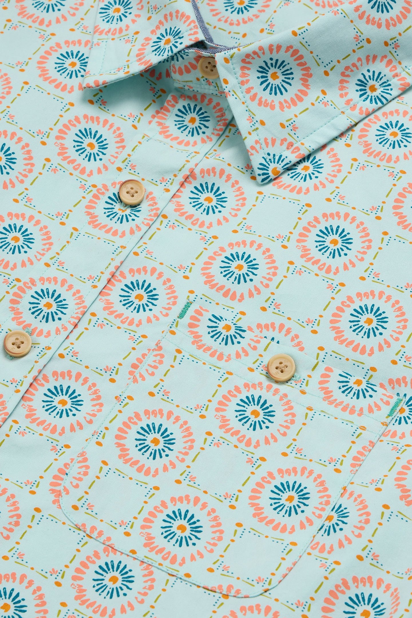 DAISY TILE PRINTED SS SHIRT BLUE PRINT 7