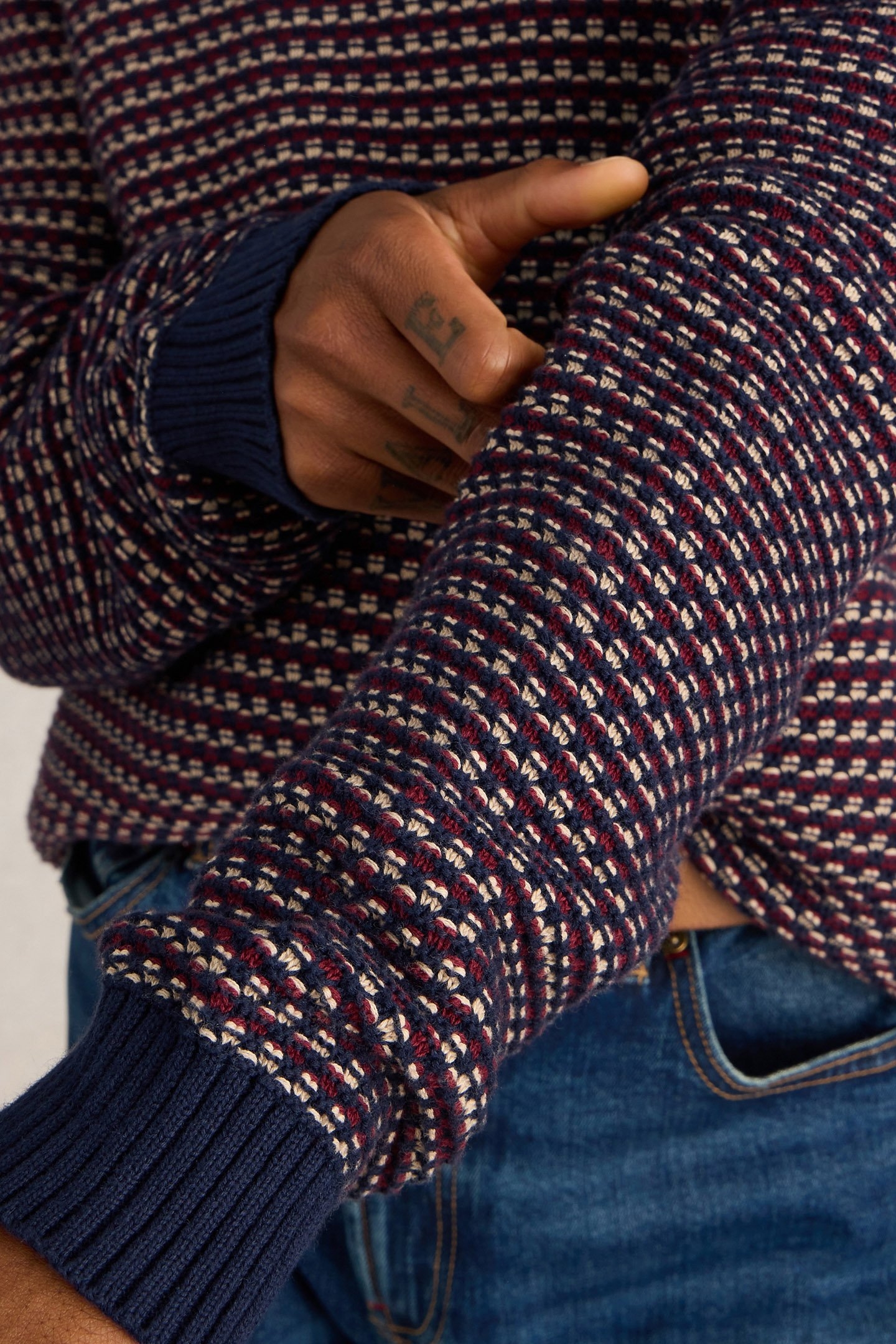 TUCK STITCH CREW PLUM MULTI 4