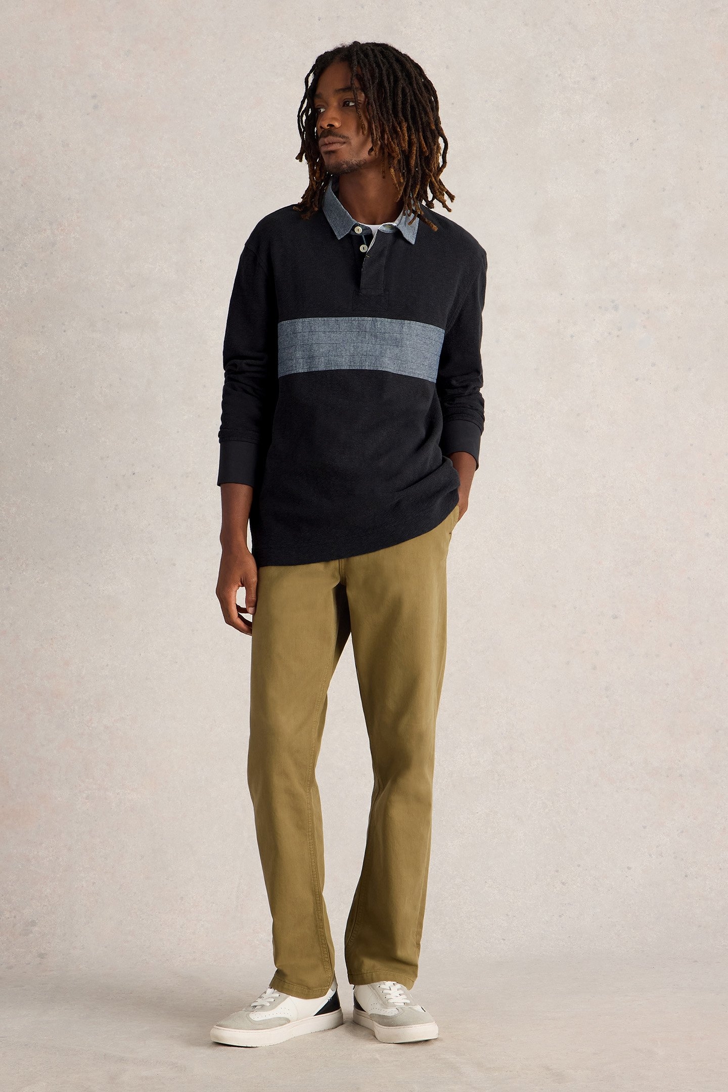 CUT & SEW RUGBY SHIRT MID BLUE 1