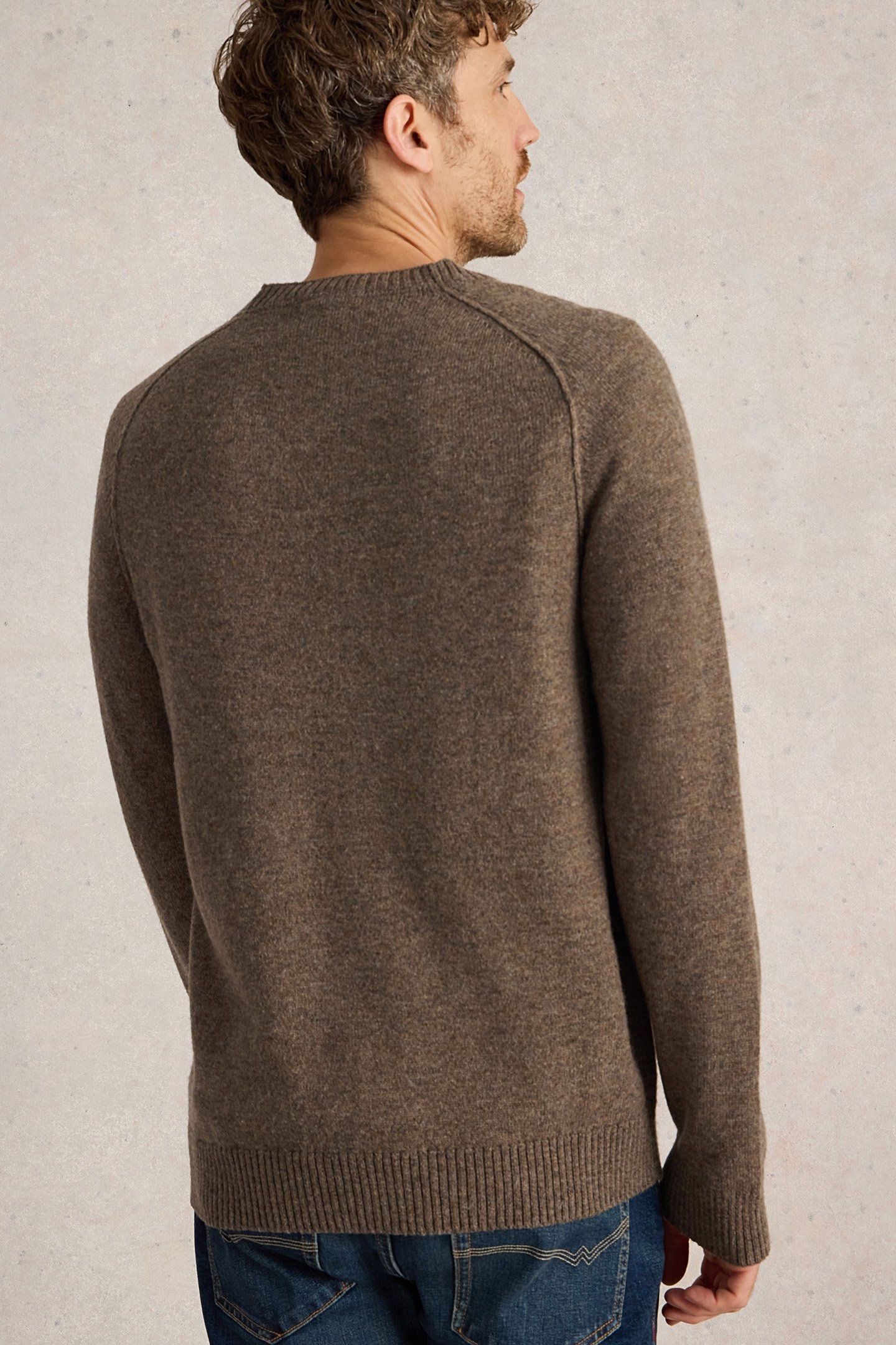 LAMBSWOOL CREW NECK JUMPER DARK NATURAL 2