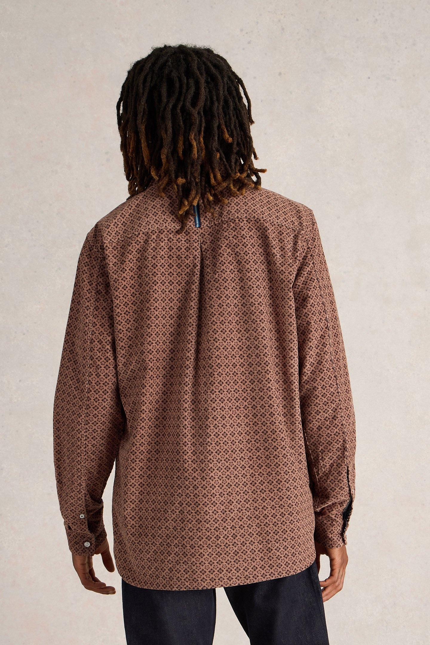 GEO PRINTED CORD SHIRT DARK PINK 2