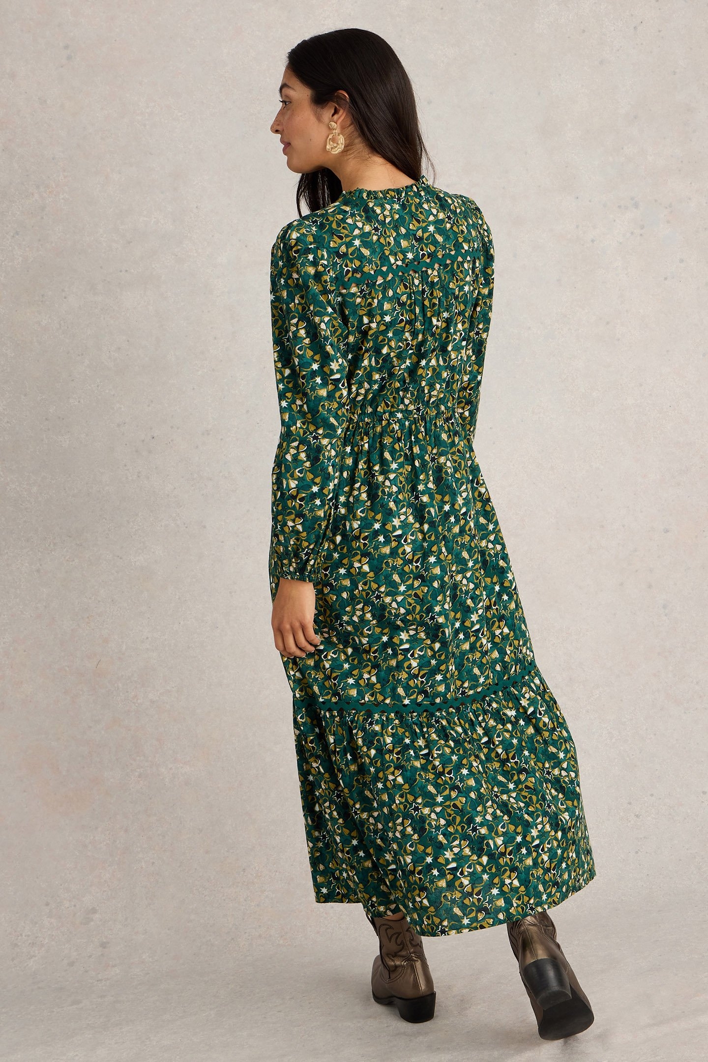 LOTUS MAXI DRESS GREEN PRINT 2