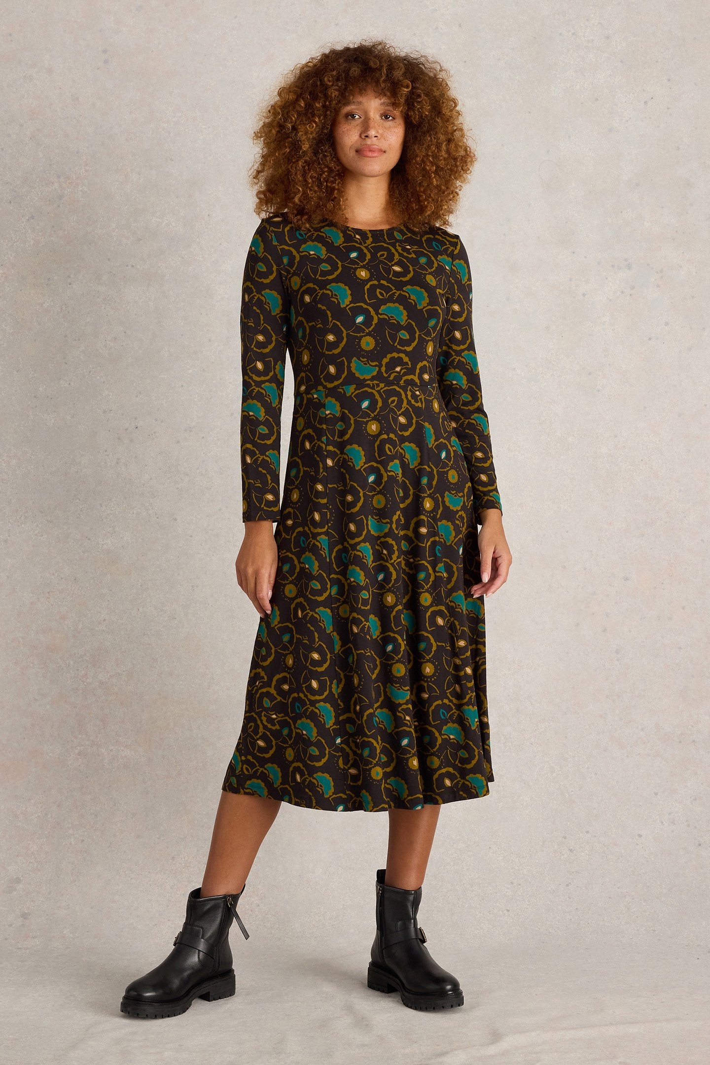 MADELINE JERSEY DRESS BLACK MULTI 1