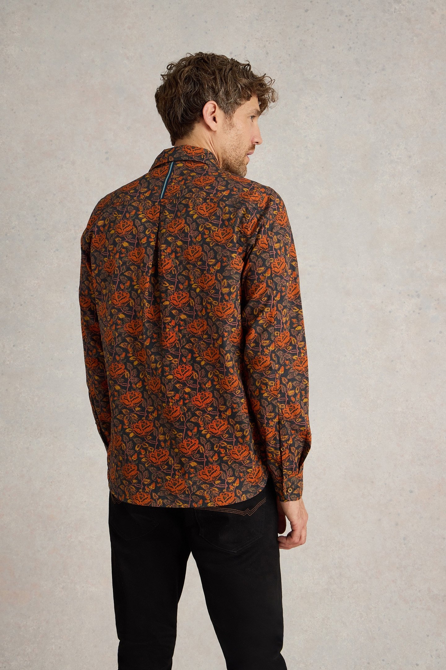 BLOCK FLORAL PRINTED SHIRT BROWN MULTI 2