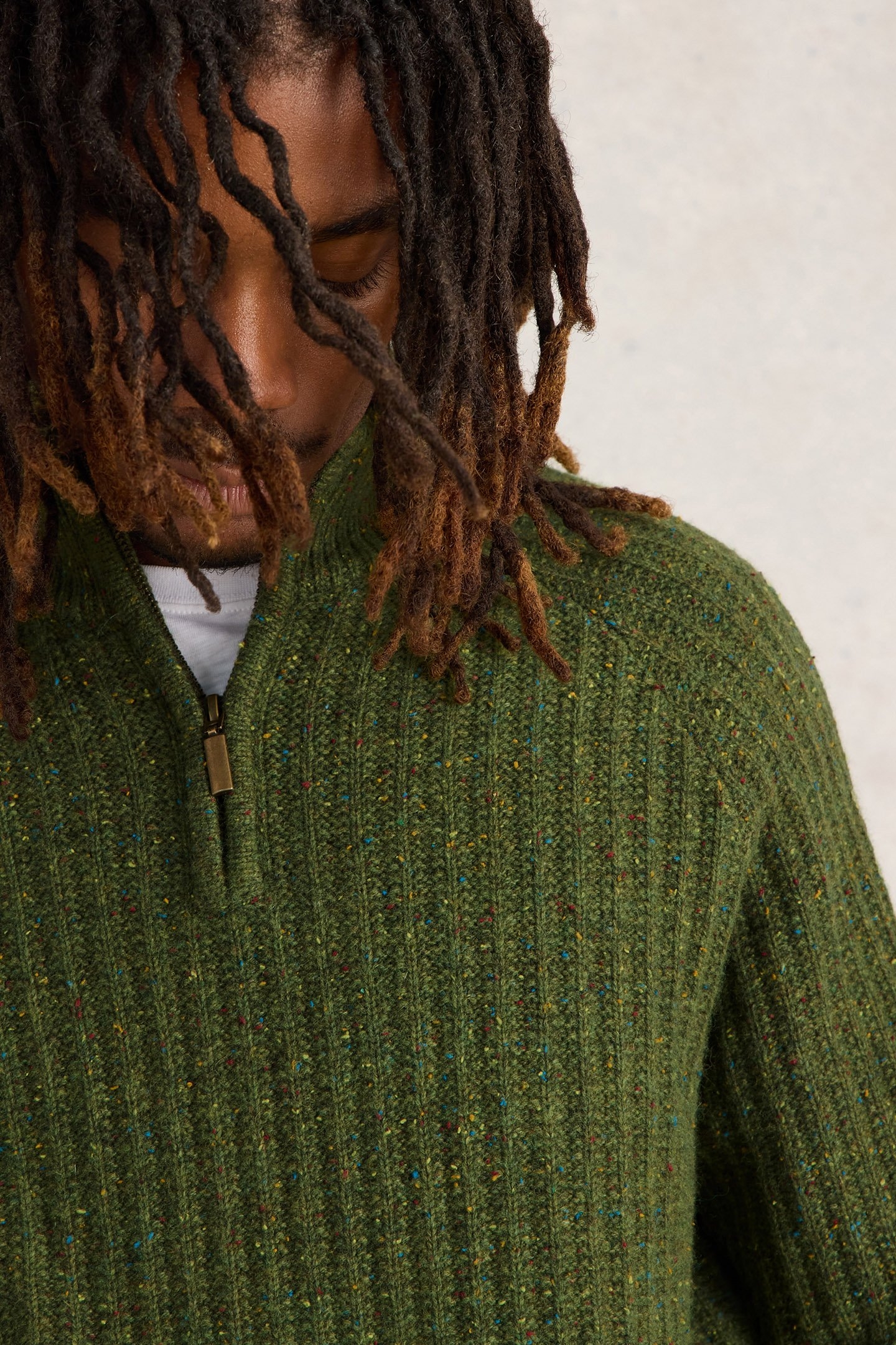 CHUNKY FUNNEL NECK JUMPER GREEN MULTI 5