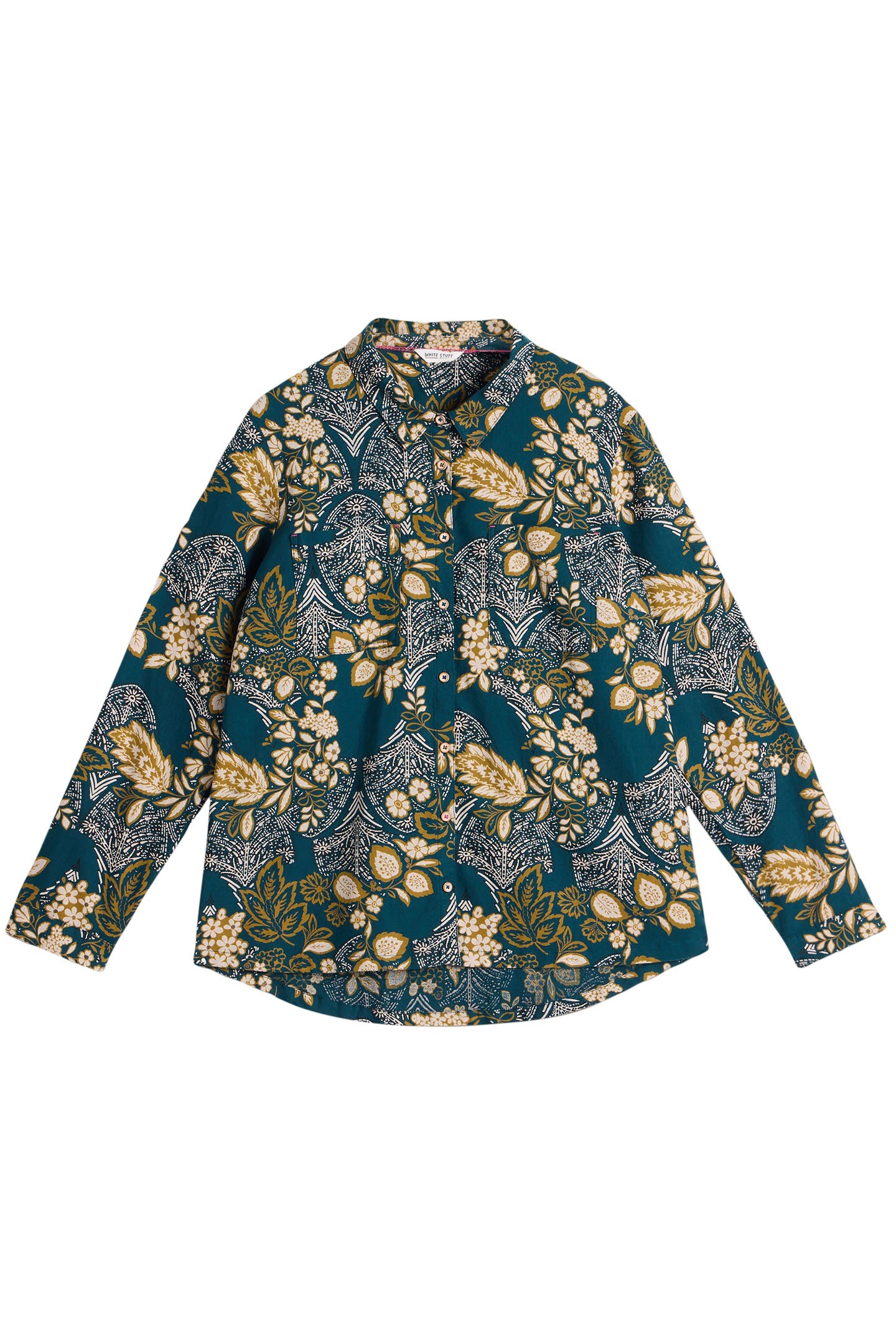 SOPHIE ORGANIC COTTON SHIRT TEAL PRINT 2