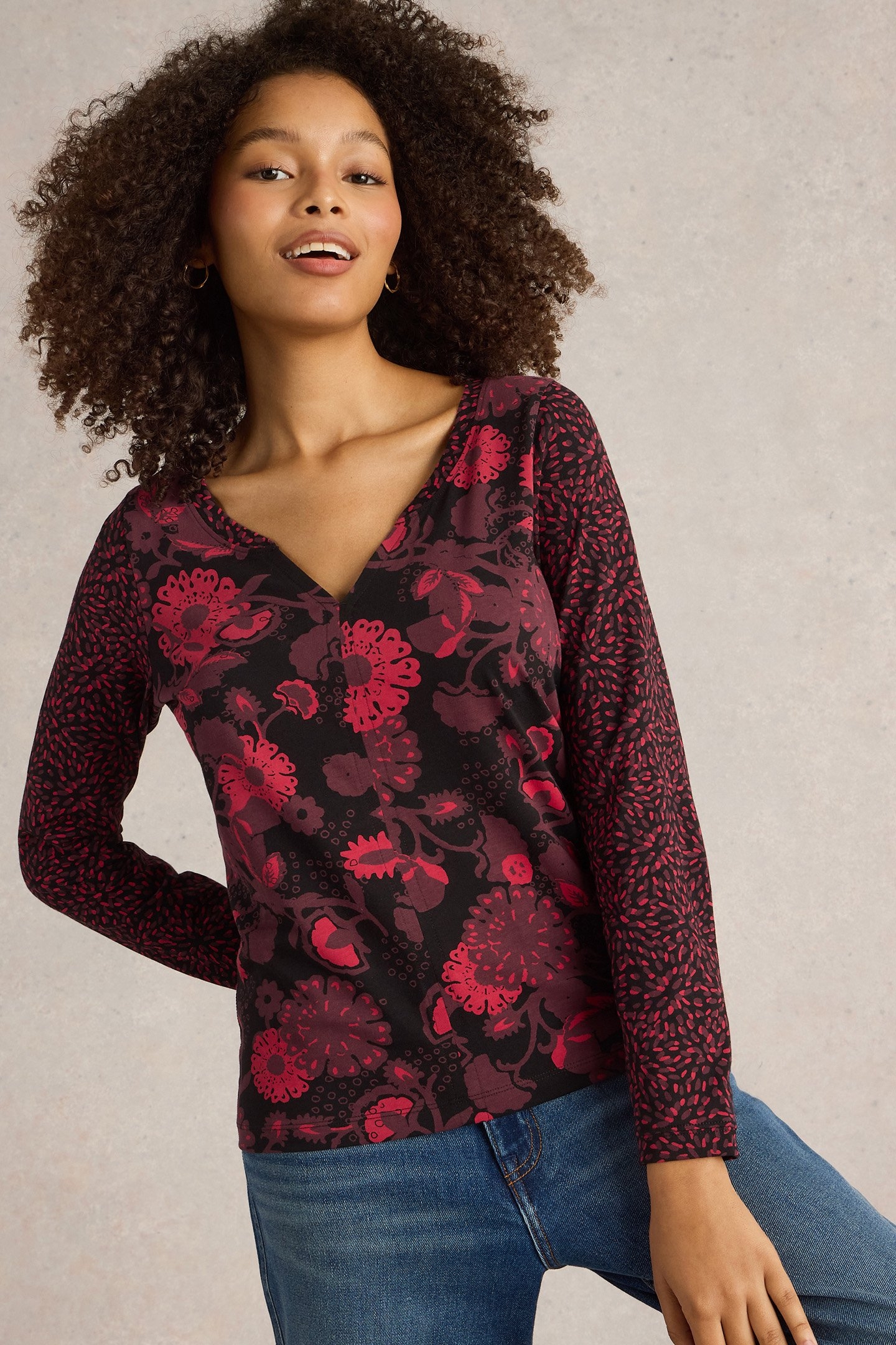 NELLY LS TEE BLACK MULTI 1