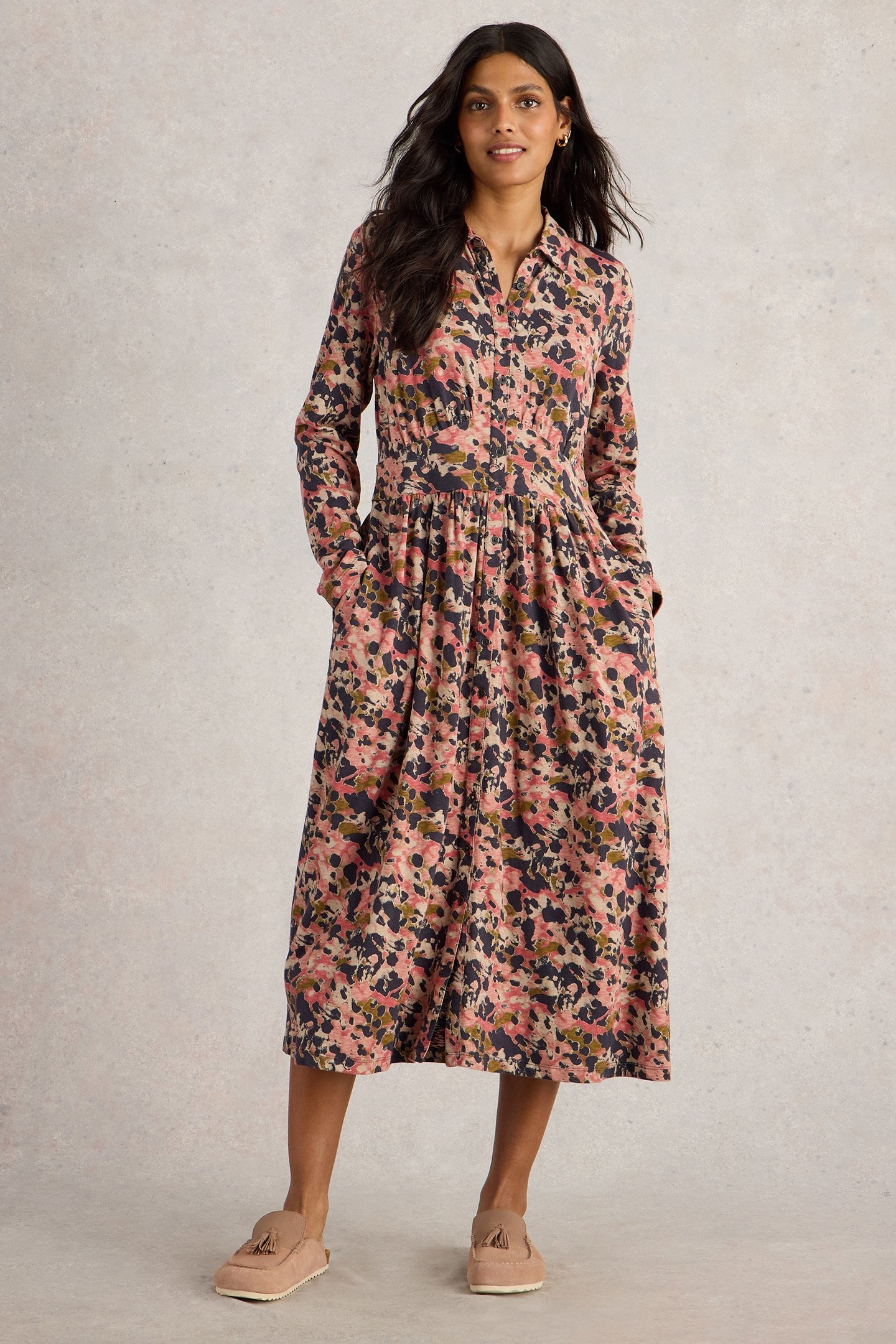 LOTTIE JERSEY SHIRT DRESS PINK MULTI 1