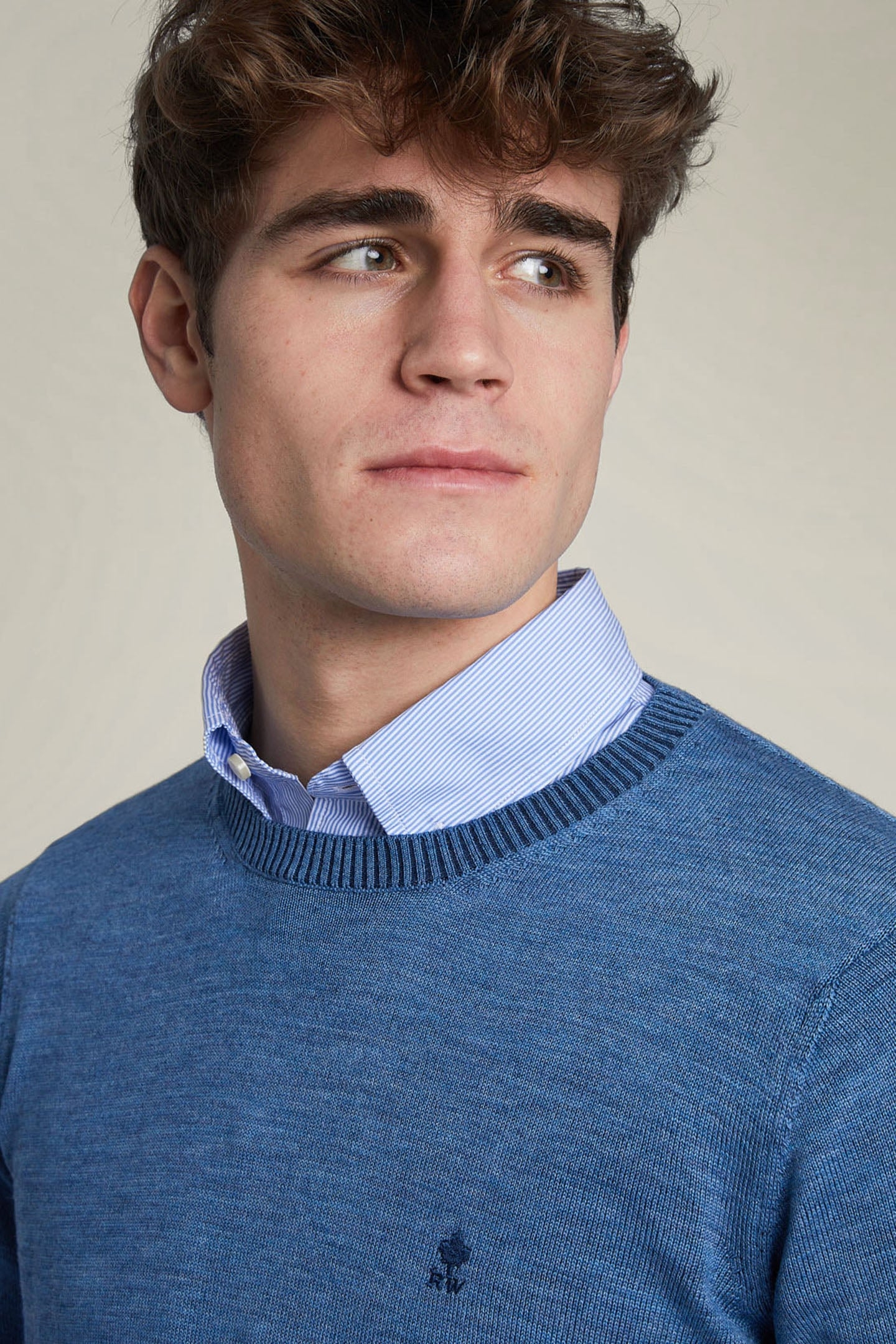 SLIM FIT ROUND NECK PULLOVER BLUE 4