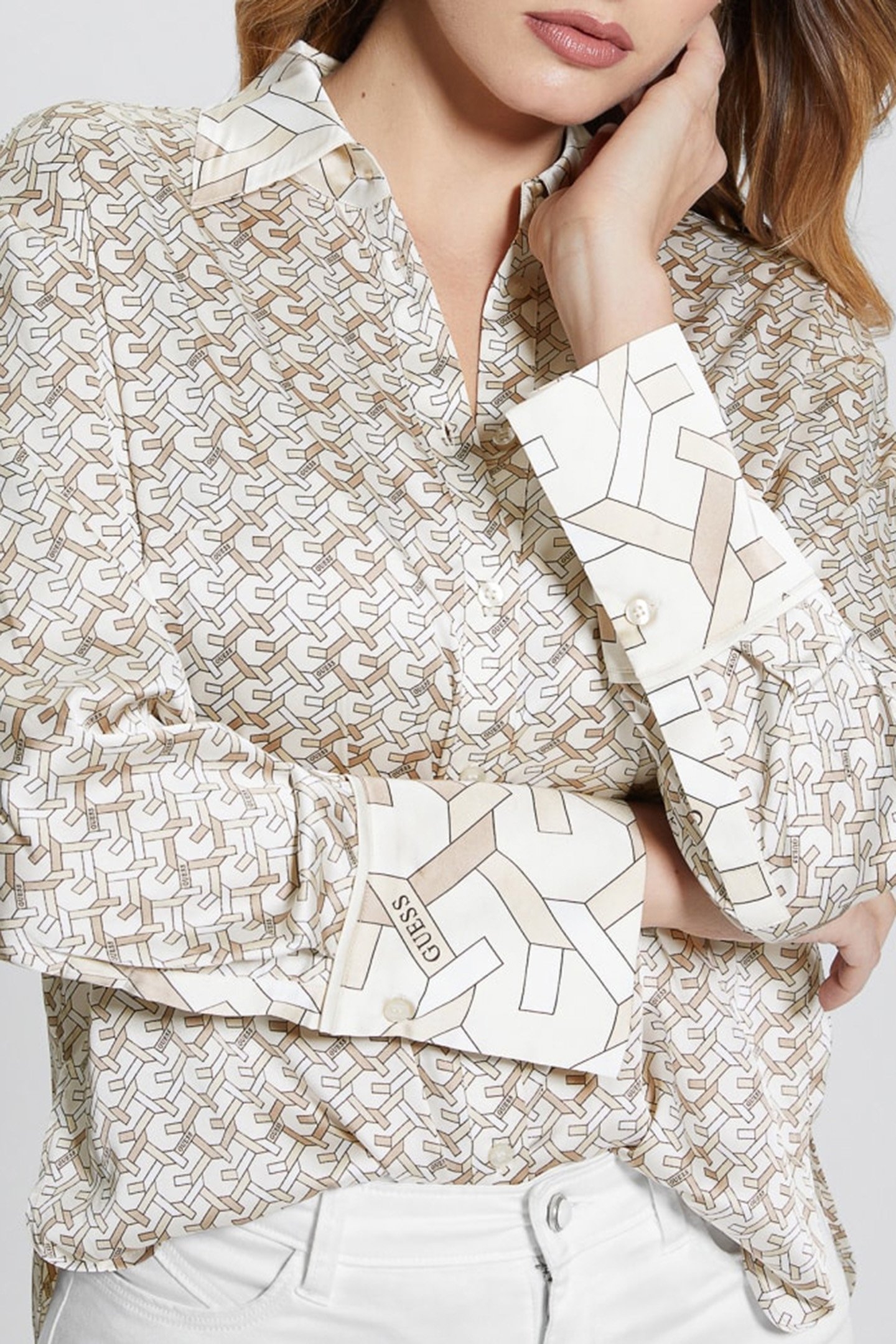 LS ALEXANDRA SHIRT NEW G LOGO SAND PRIN 5