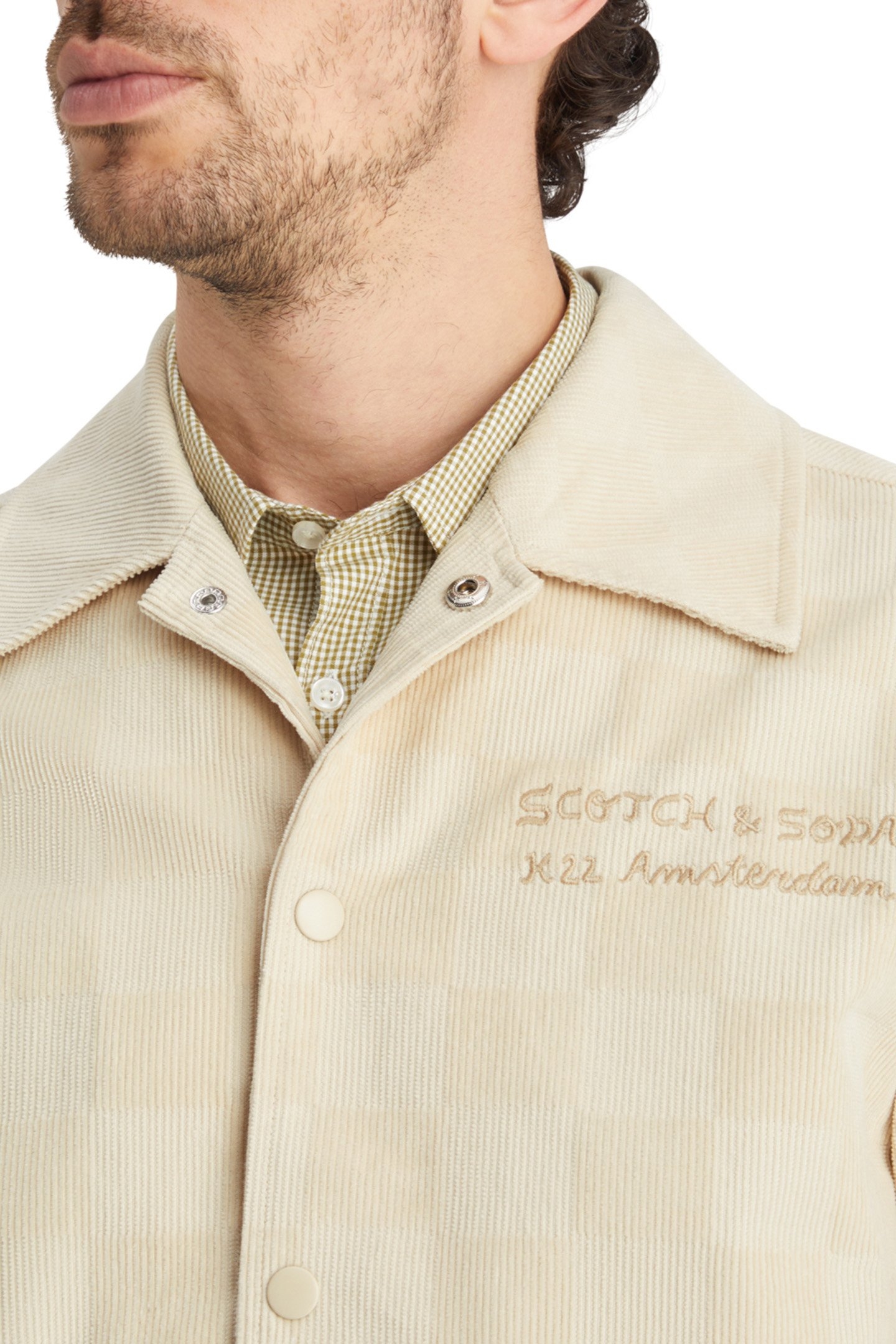 CHECK-PATTERNED CORDUROY COLLEGE JACKET PARCHMENT 8