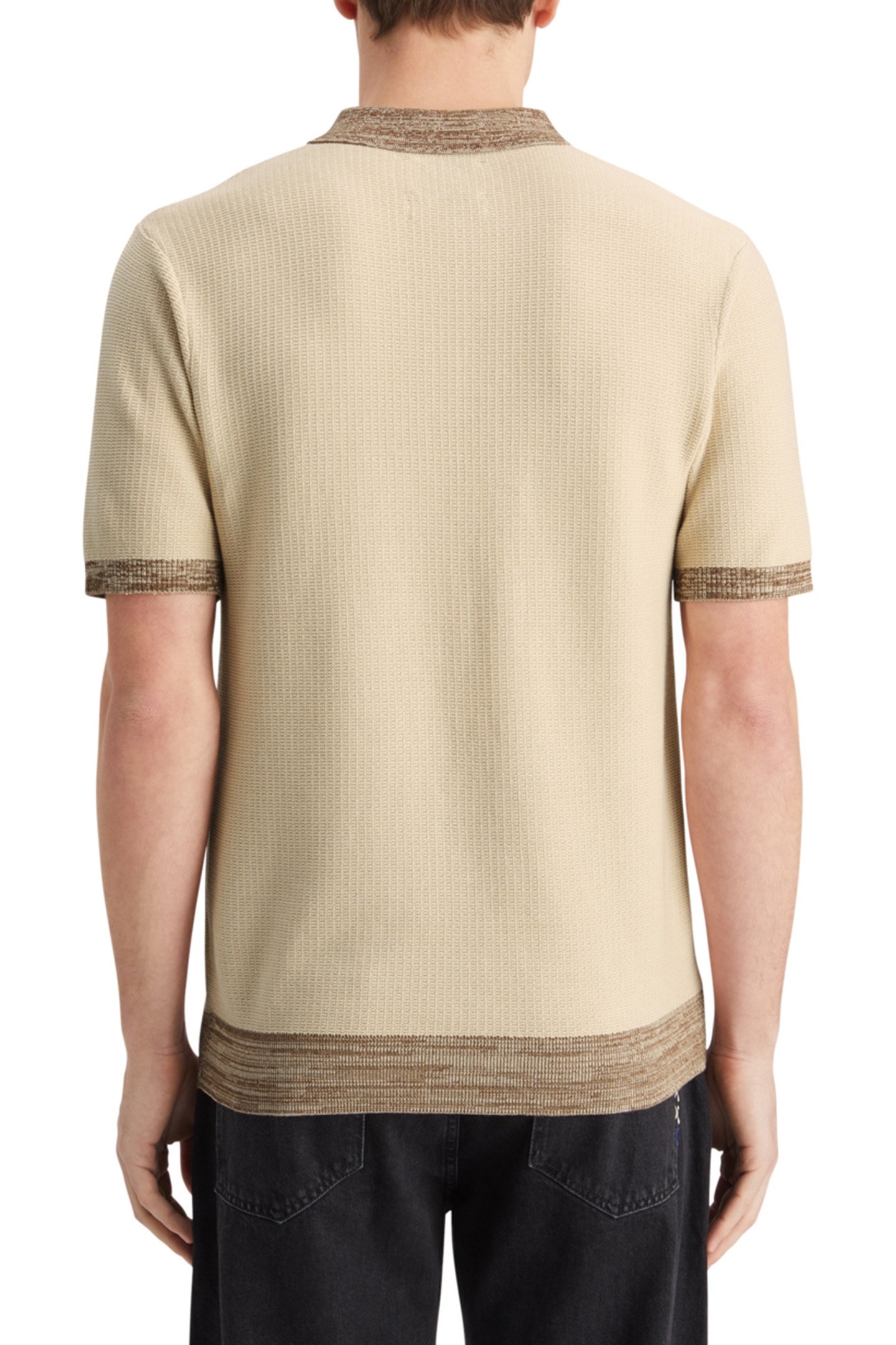 STRUCTURE KNITTED POLO PARCHMENT 2