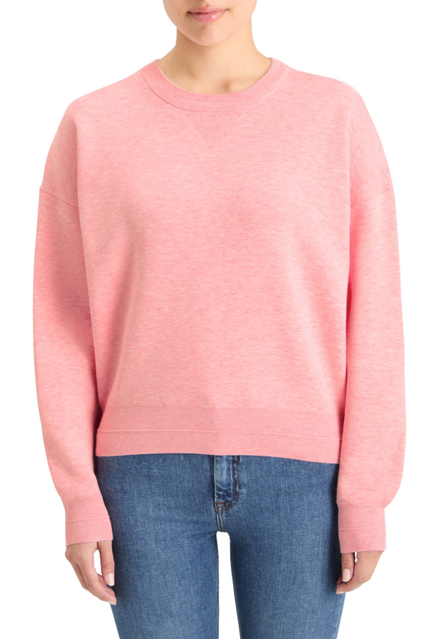 COMPACT KNITTED RELAXED PULLOVER CLAY PINK MELANGE 1