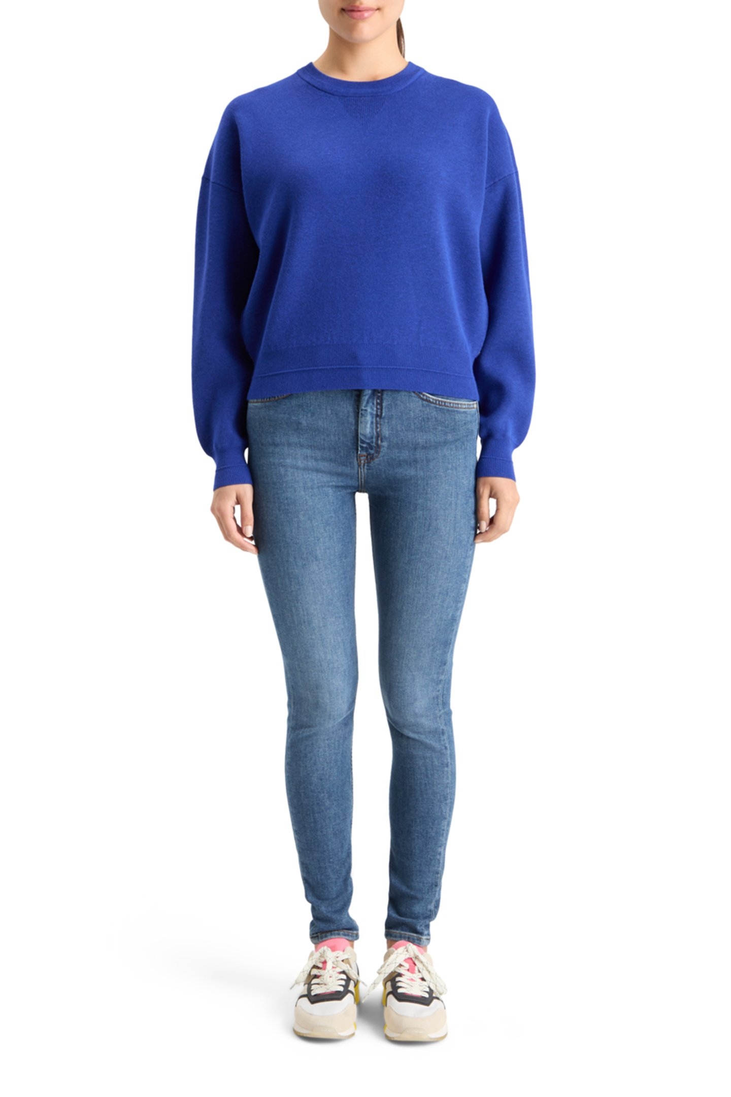 COMPACT KNITTED RELAXED PULLOVER ELECTRIC BLUE 3
