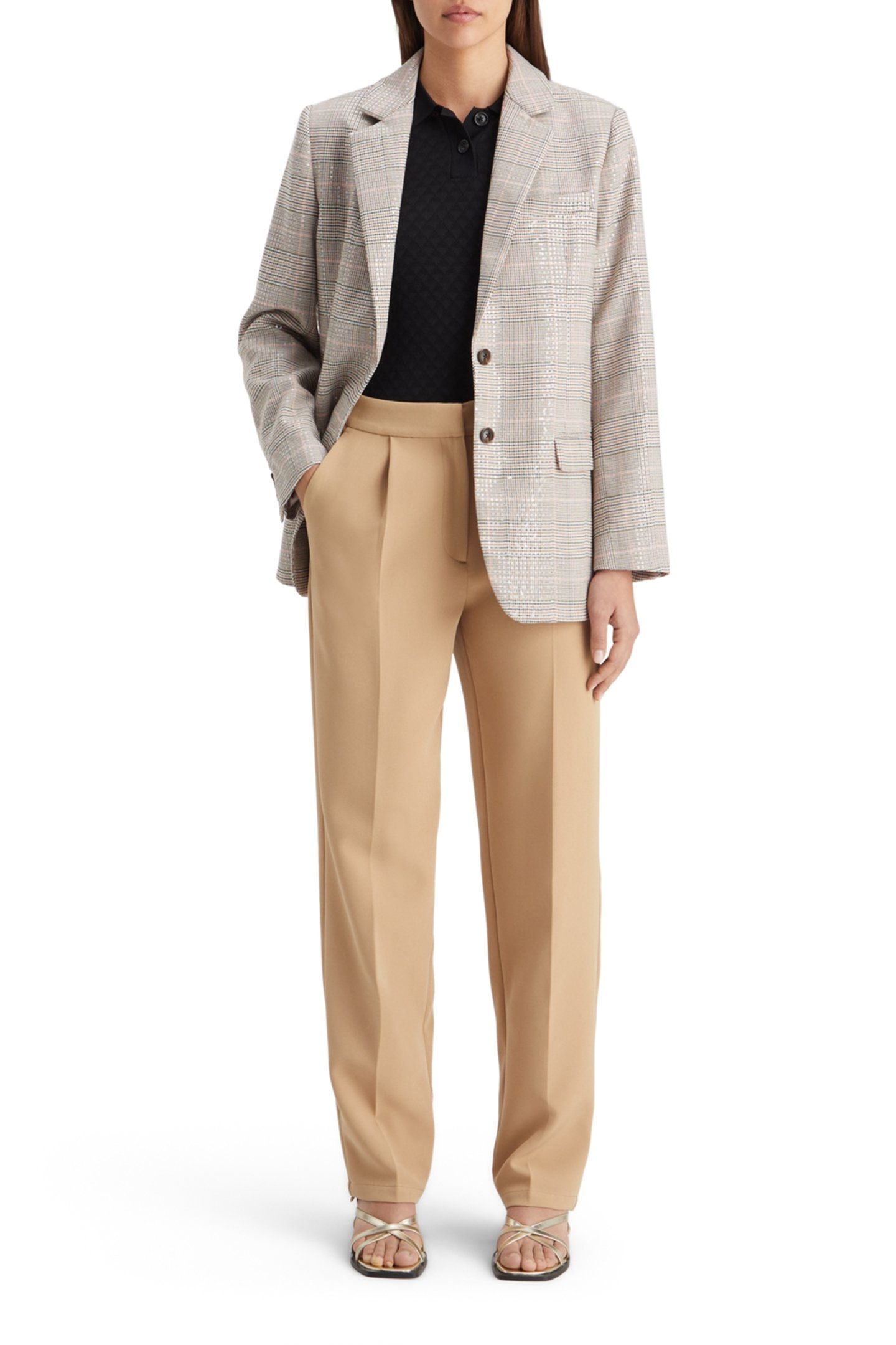 POINTELLE COLLARED KNITTED TEE EVENING BLACK 5