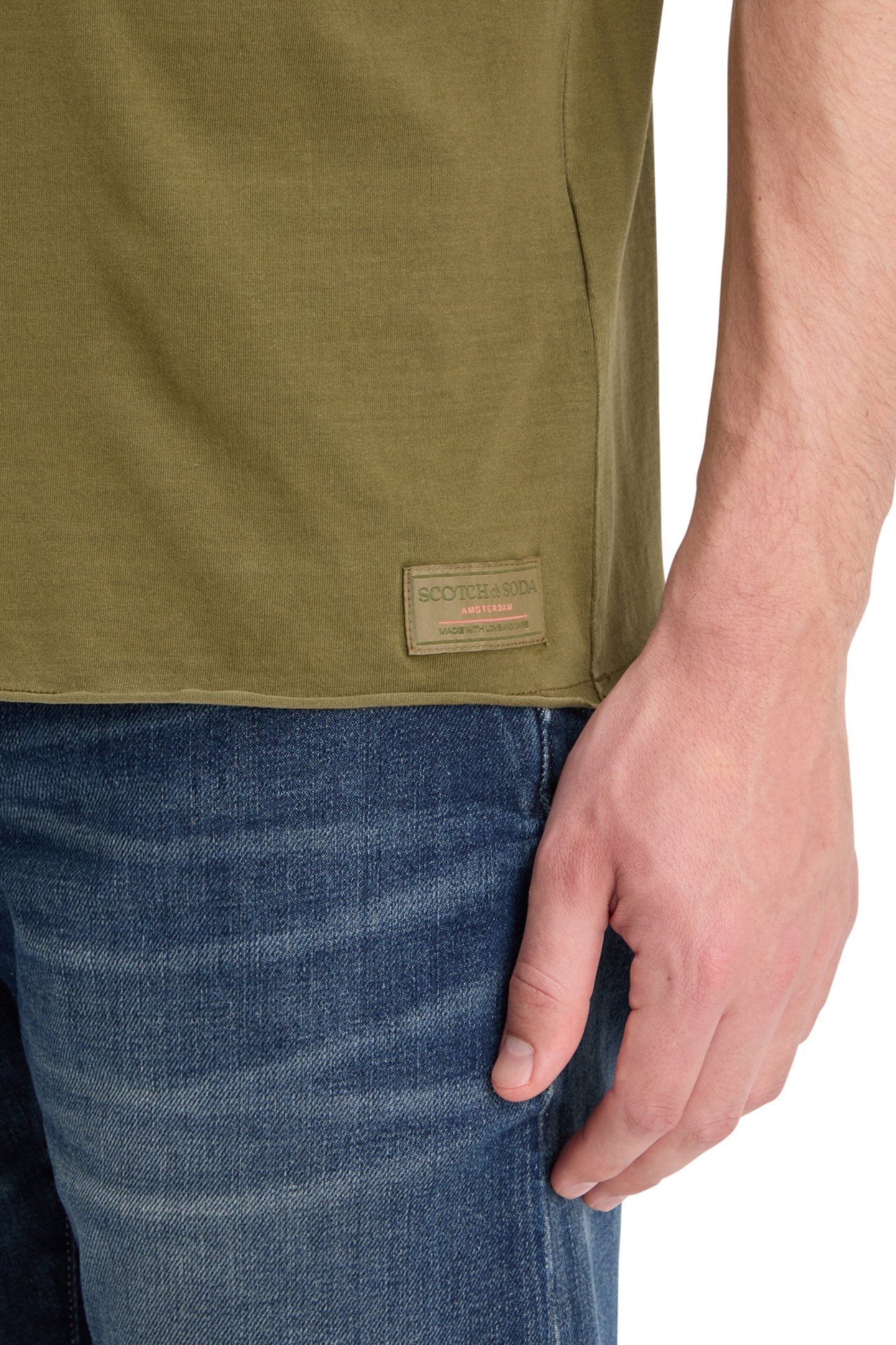 RAW EDGE GARMENT DYE T-SHIRT MOSS GREEN 7