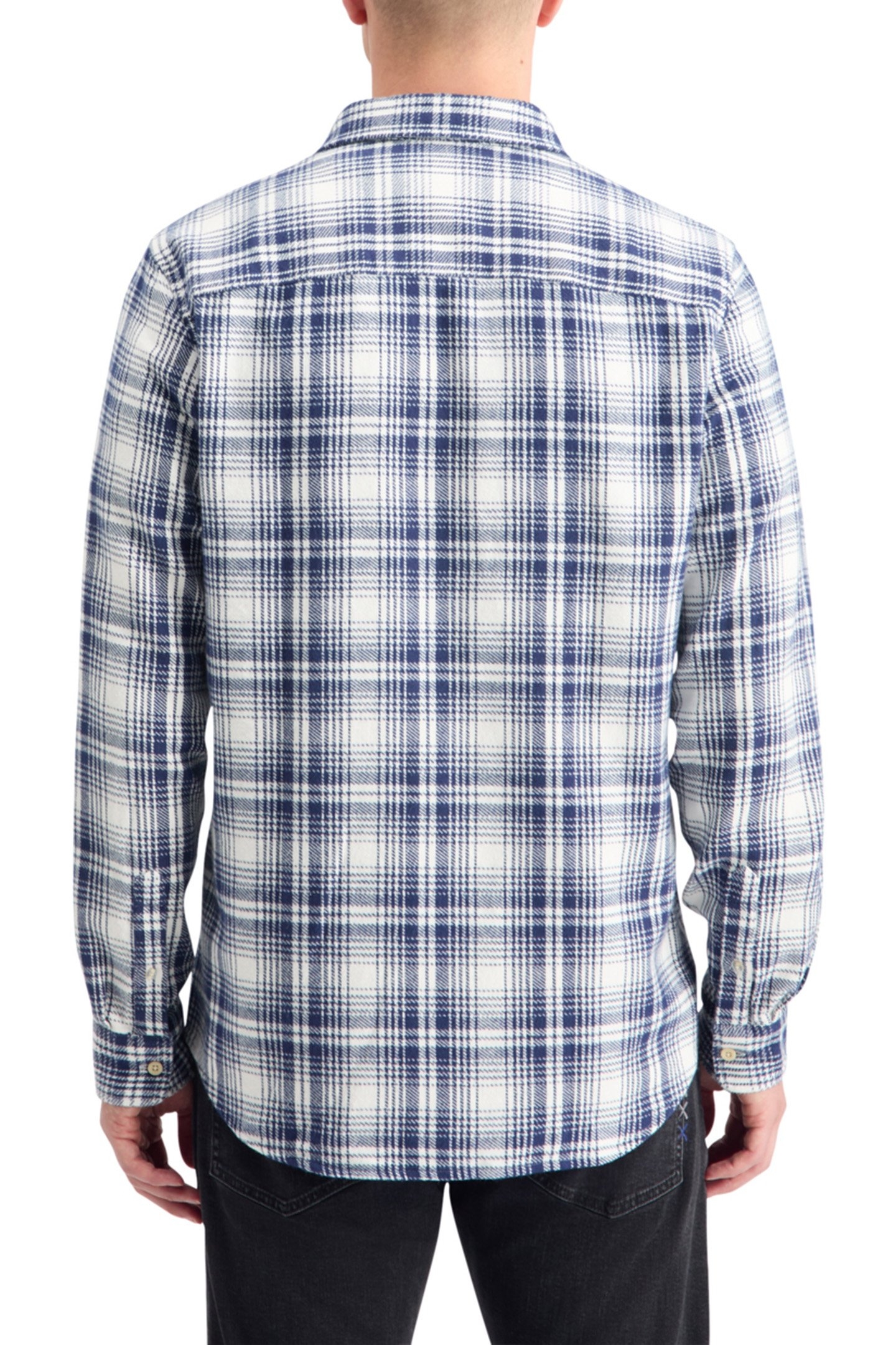 REGULAR FIT FLANNEL CHECK SHIRT BLUE WHITE CHECK 2