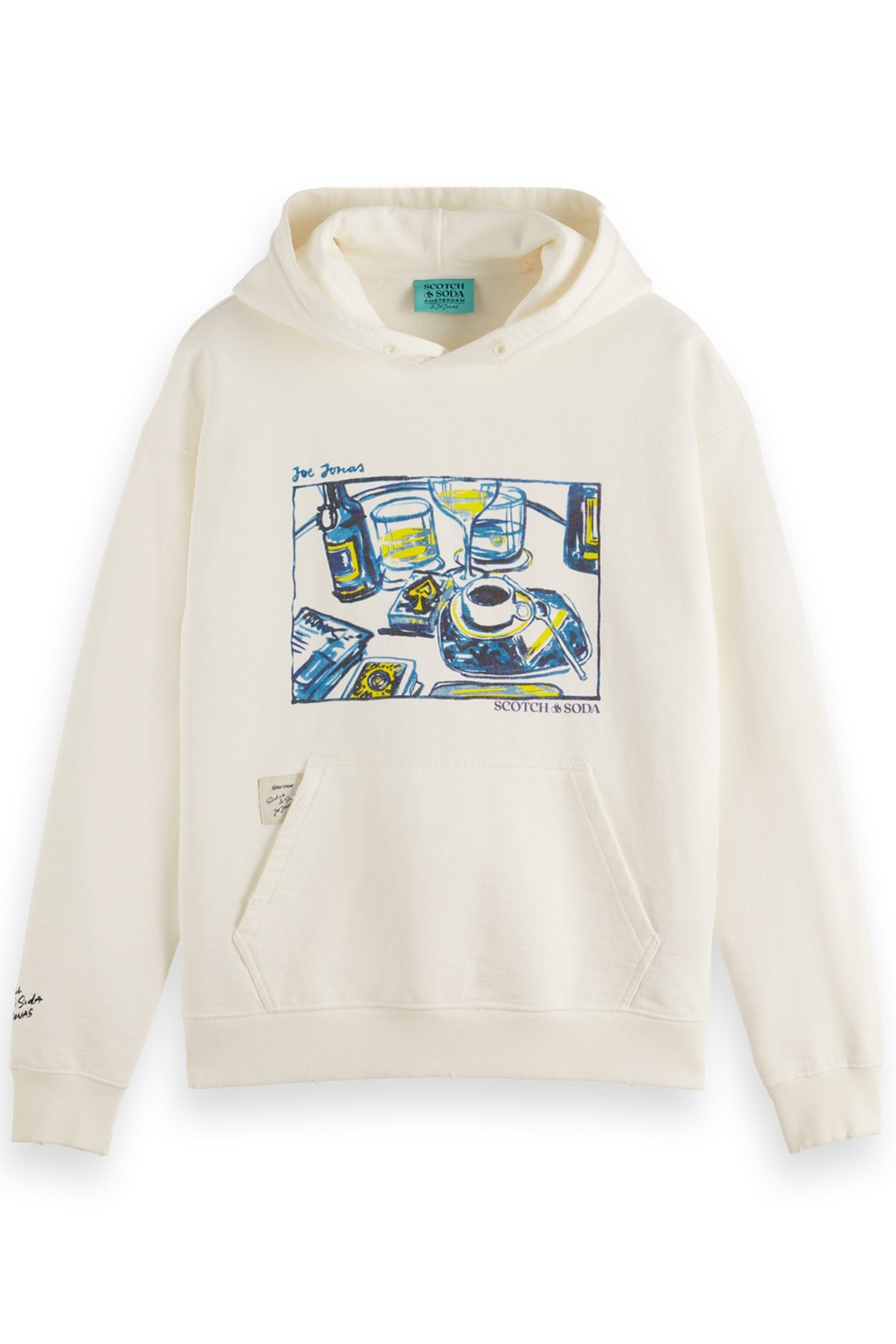 JOE JONAS X SCOTCH SODA WASHED ARTWORK HOODIE OFF WHITE 1