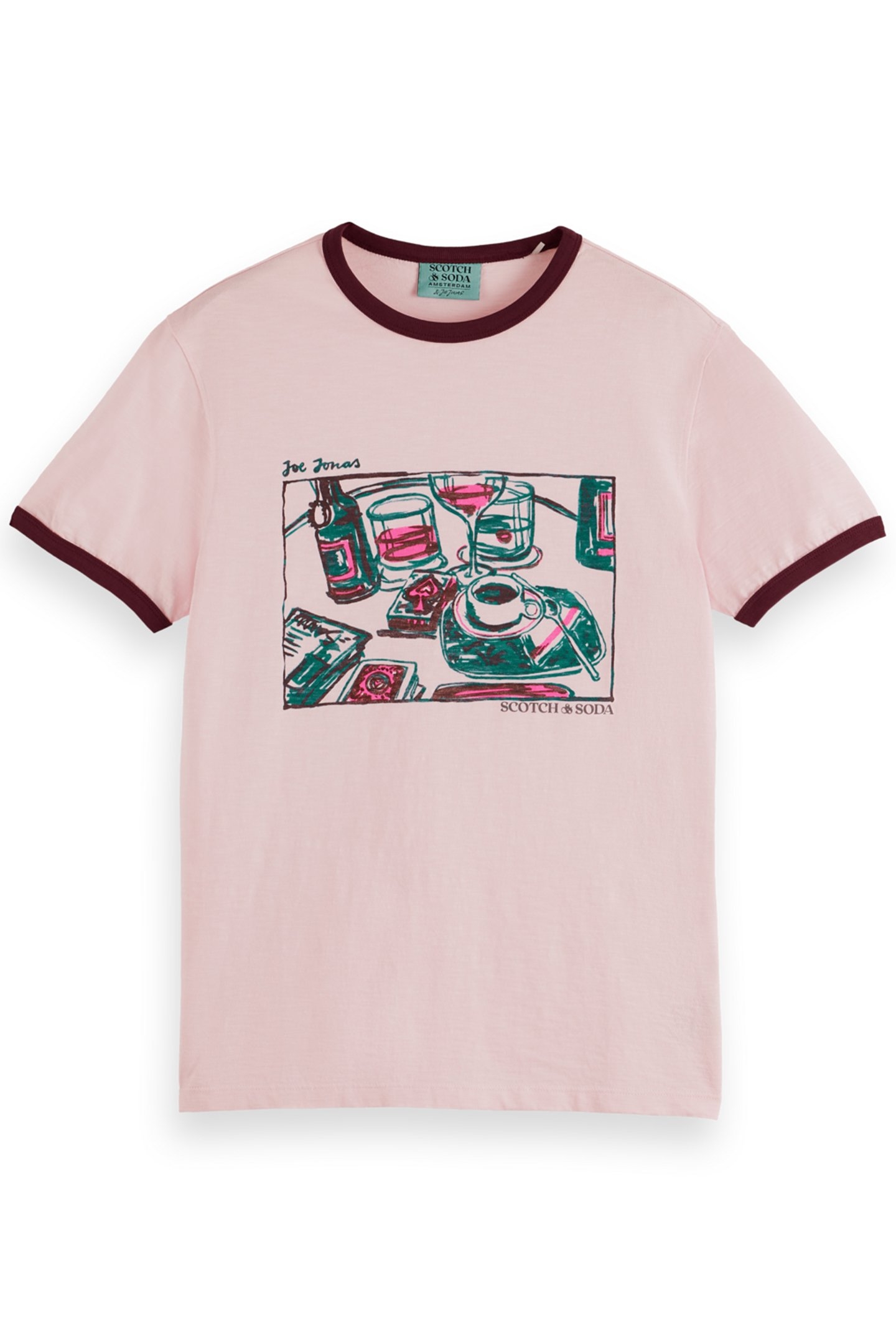 JOE JONAS X SCOTCH SODA RINGER T-SHIRT SOFT PINK 1