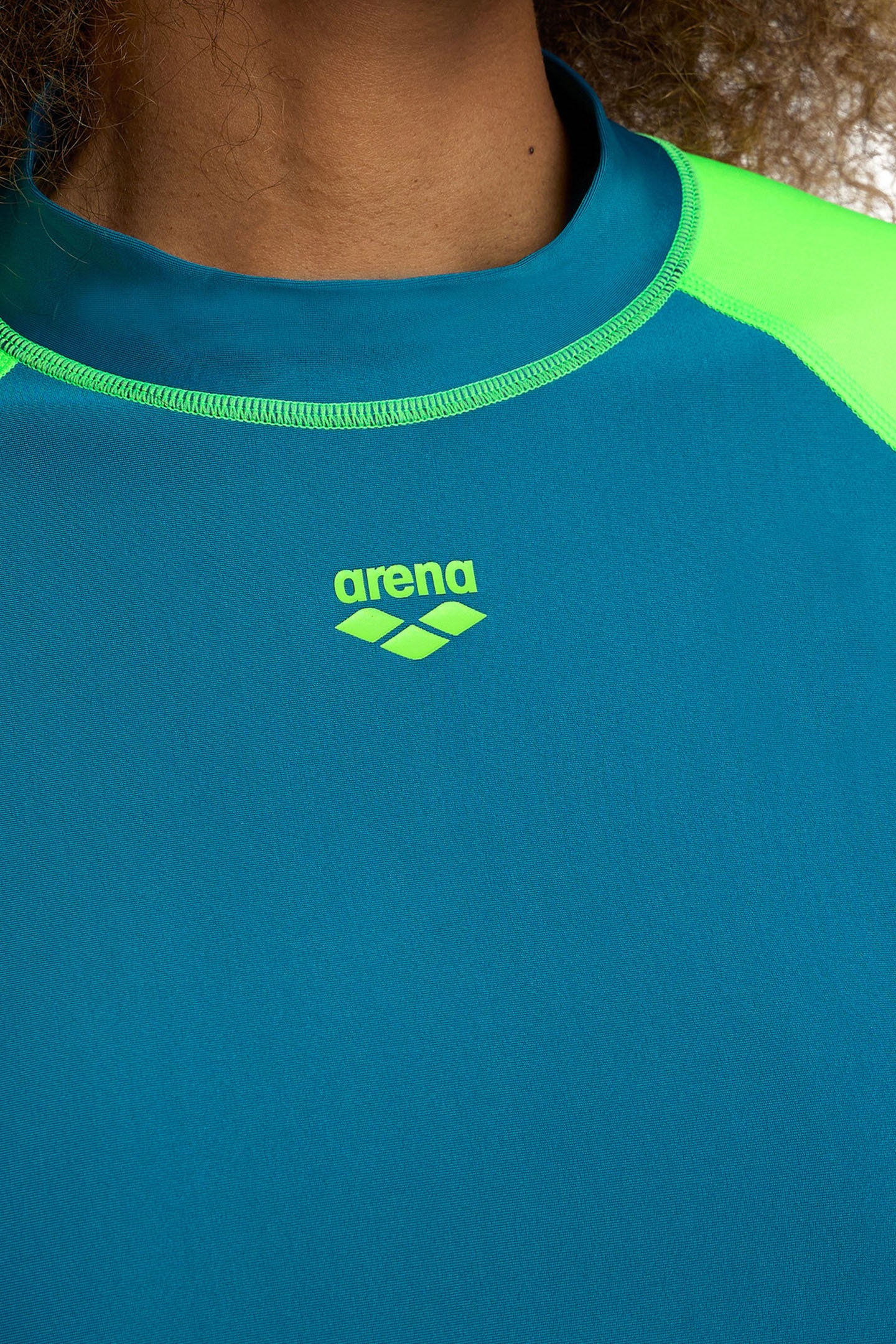 WOMEN'S ARENA RASH VEST S/S GRAPHIC DEEP TEAL-SOFT GREEN 5