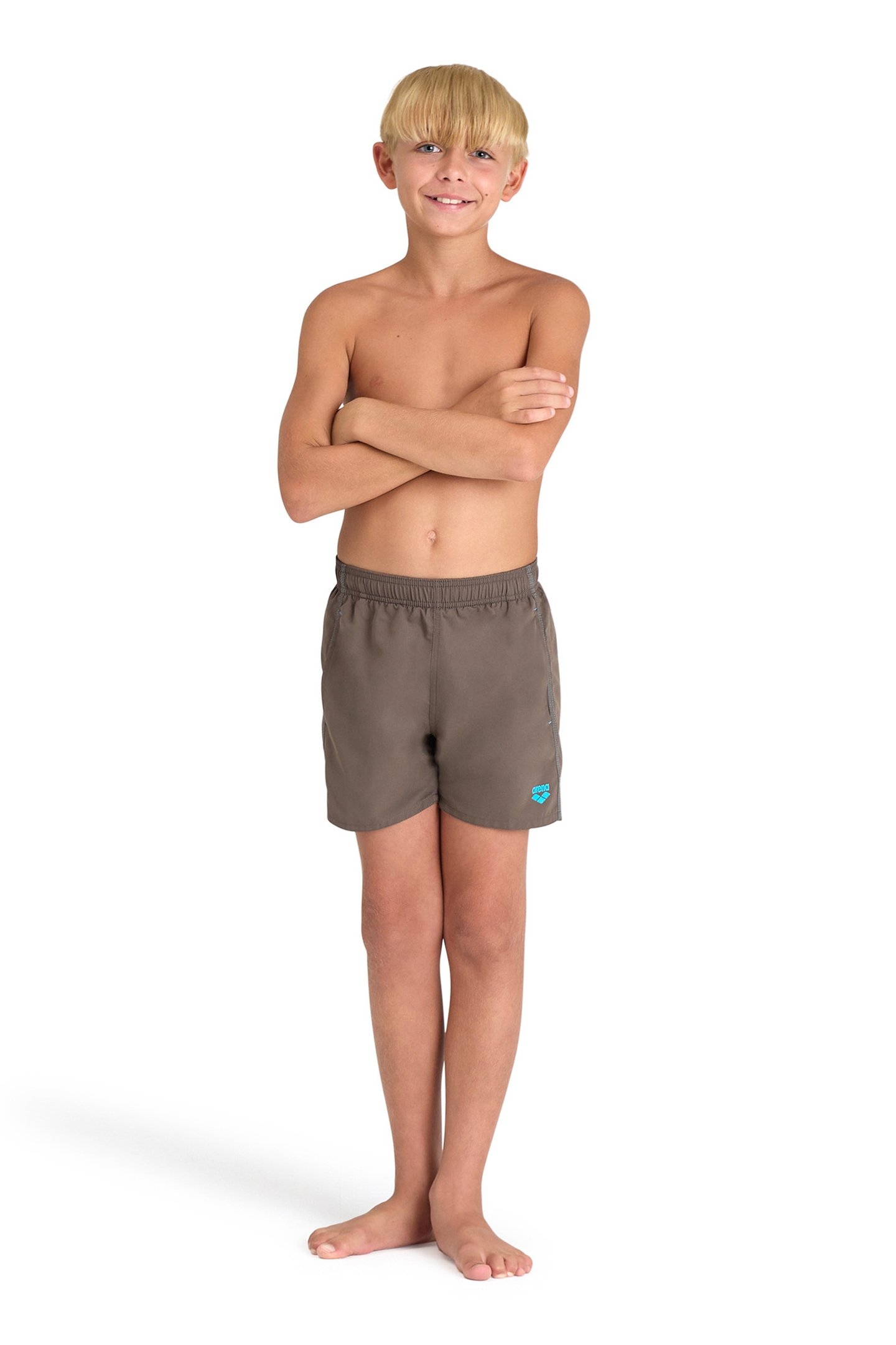 BOYS' BEACH BOXER SOLID R DARK OLIVE-TURQUOISE 3