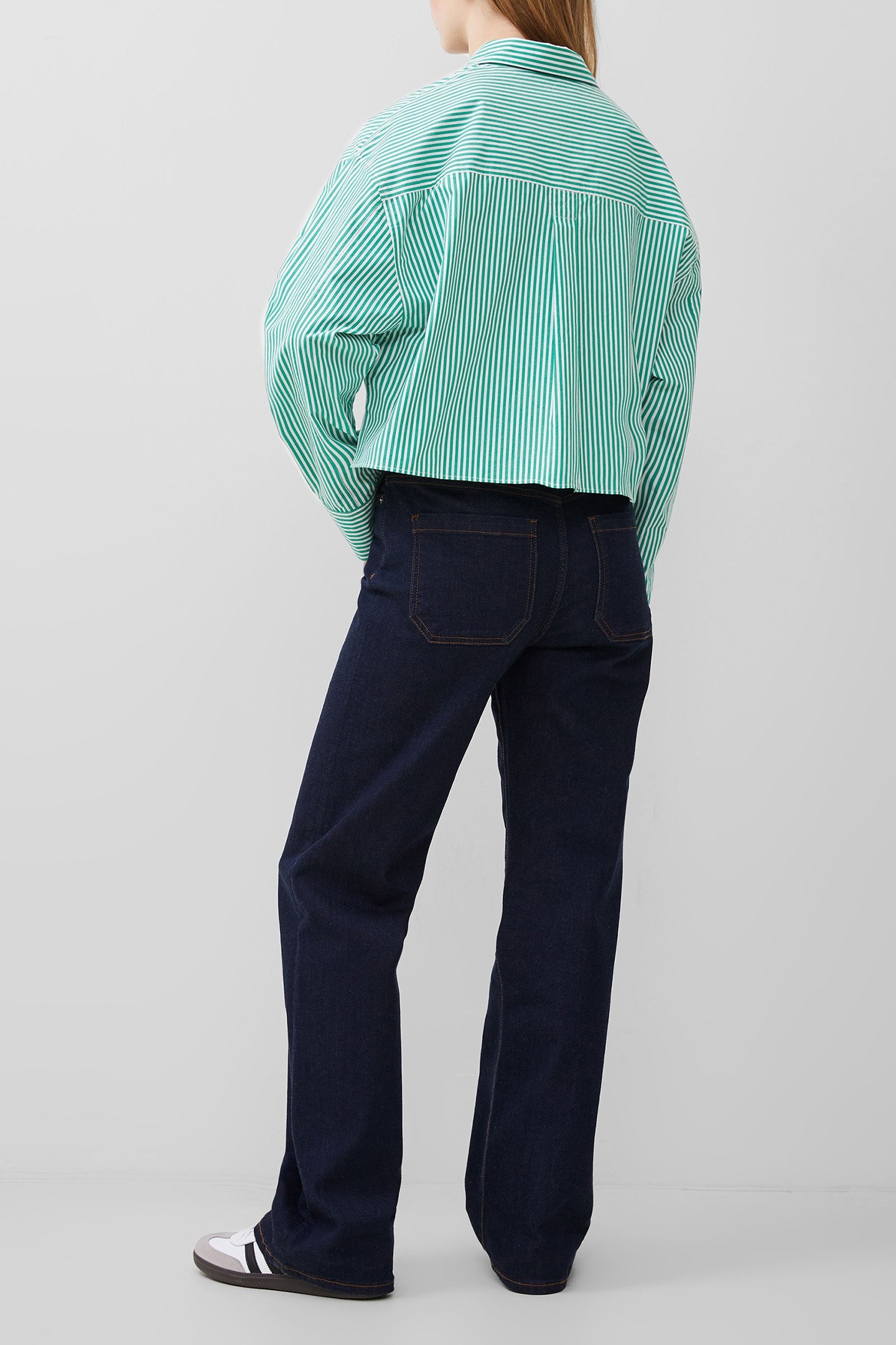 ALISSA STRIPE CROPPED SHIRT JELLY BEAN/WHITE 2