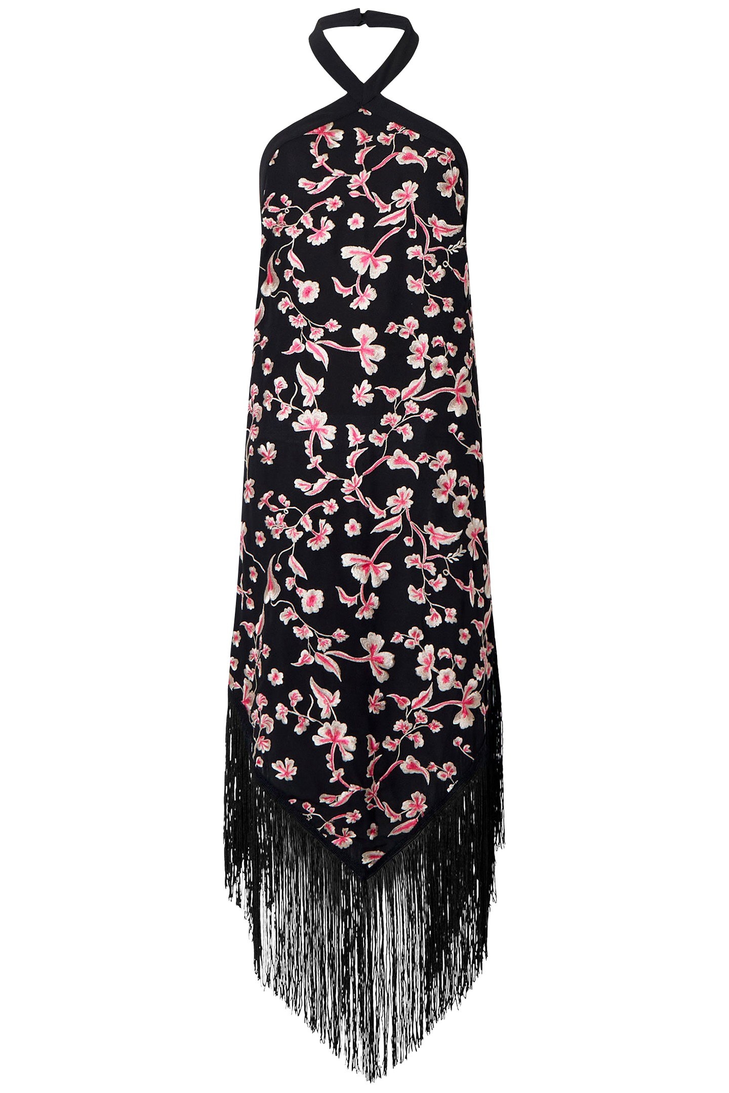 BRYONY EMB HALTER NK DRESS BLACKOUT/PINK MULTI 3