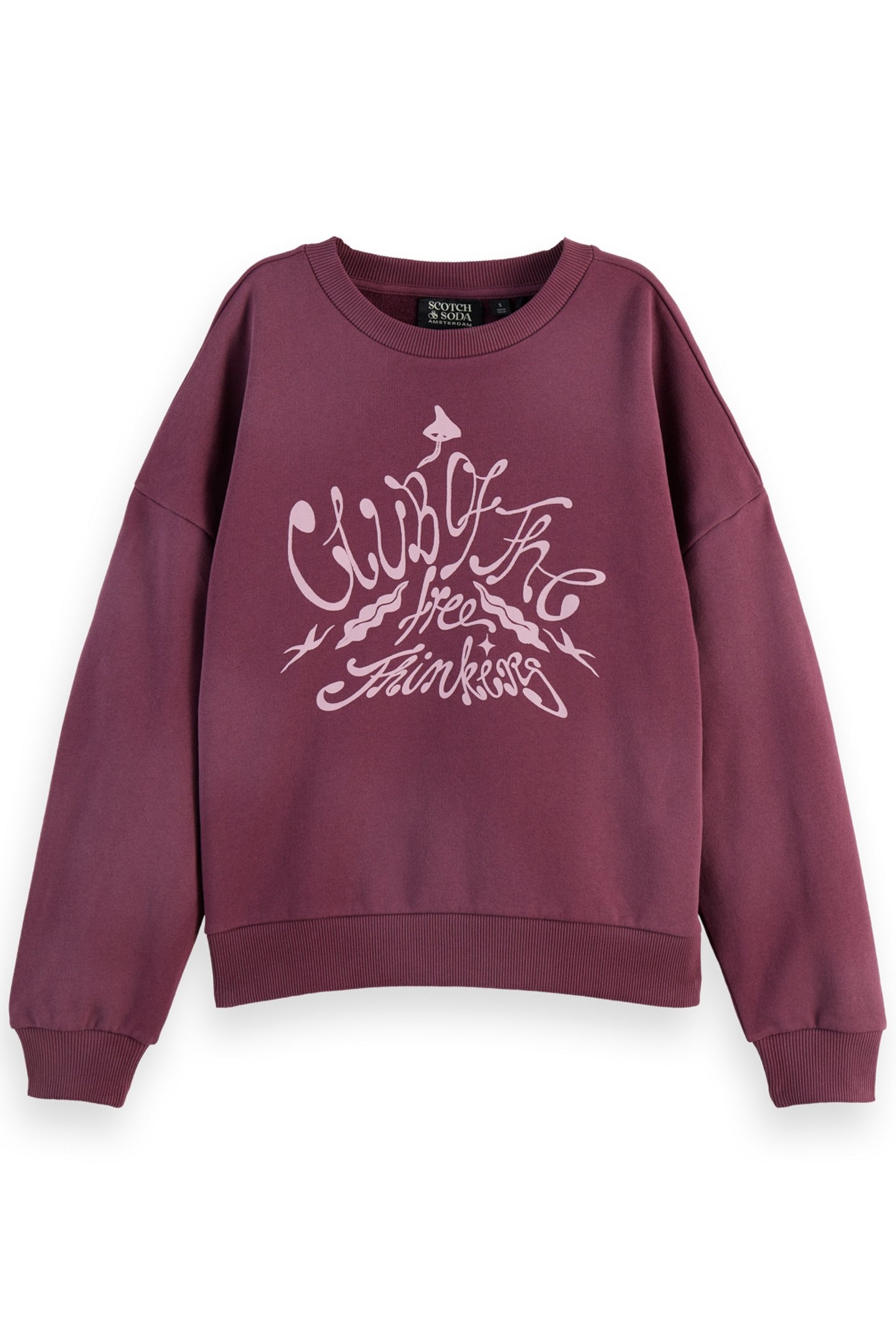 CHEST ARTWORK BOYFRIEND FIT SWEATSHIRT BERRY 1