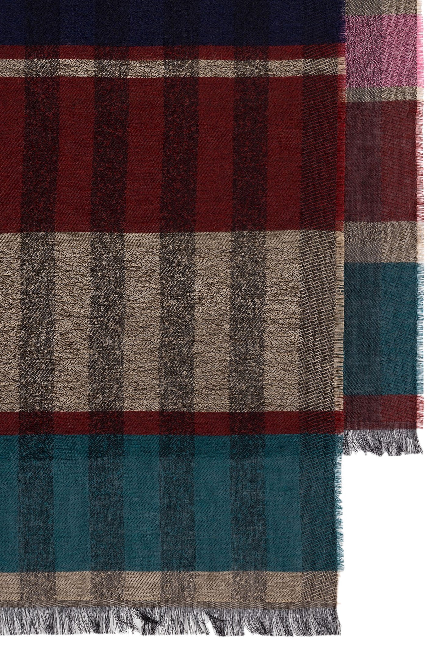 SCARF BLOCK AND CHECK PETROL GREEN 2