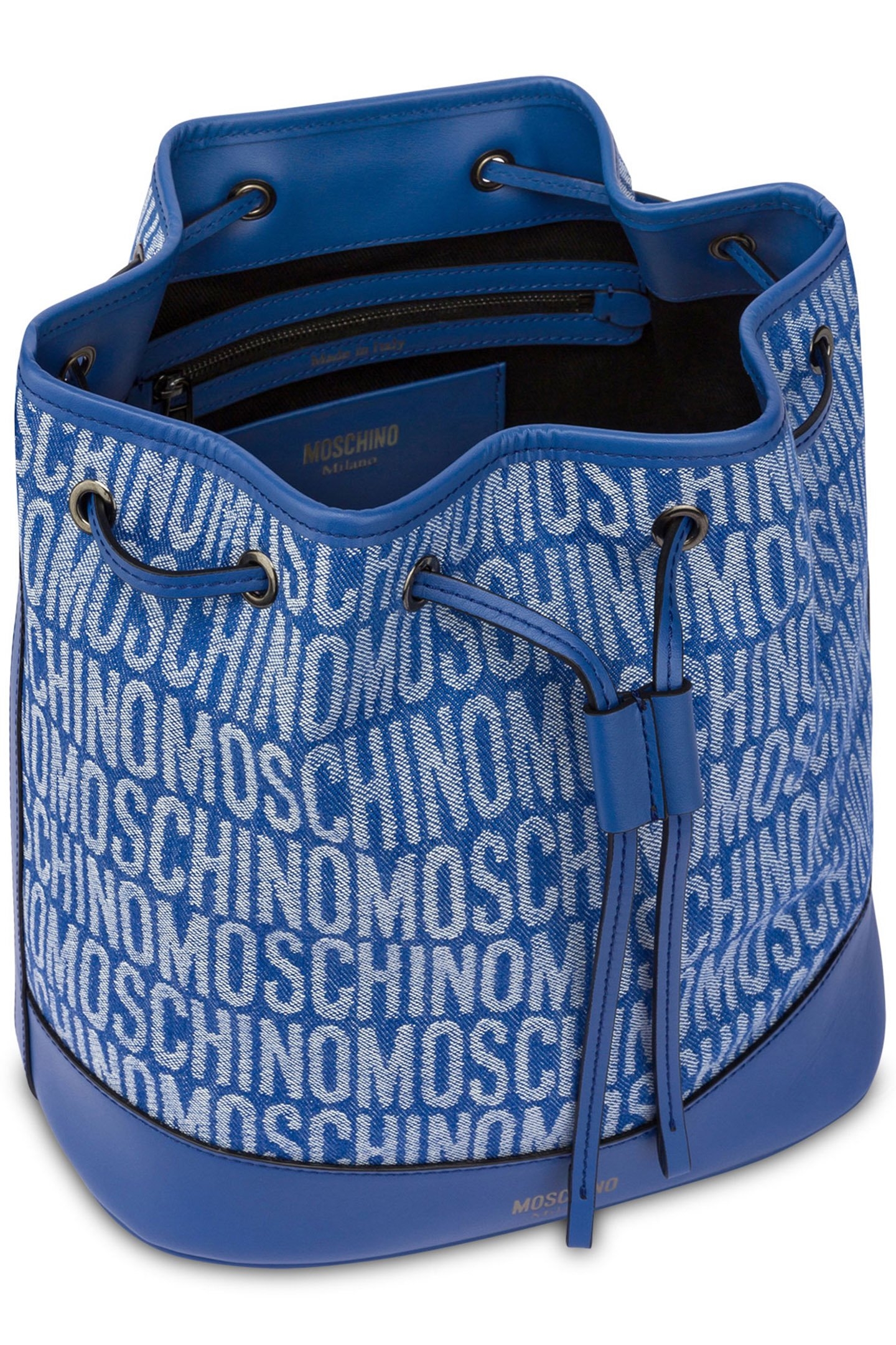 ALLOVER LOGO DENIM BUCKET BAG BLUE 3