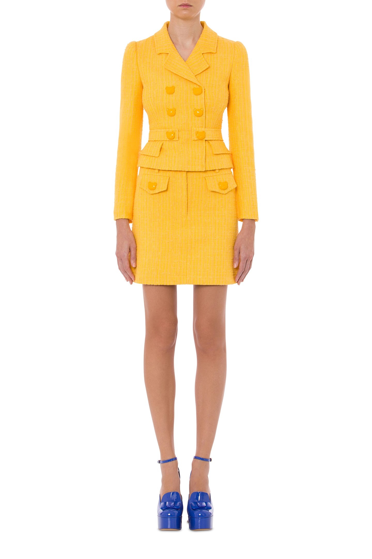 TEDDY BUTTONS TWEED JACKET YELLOW 1