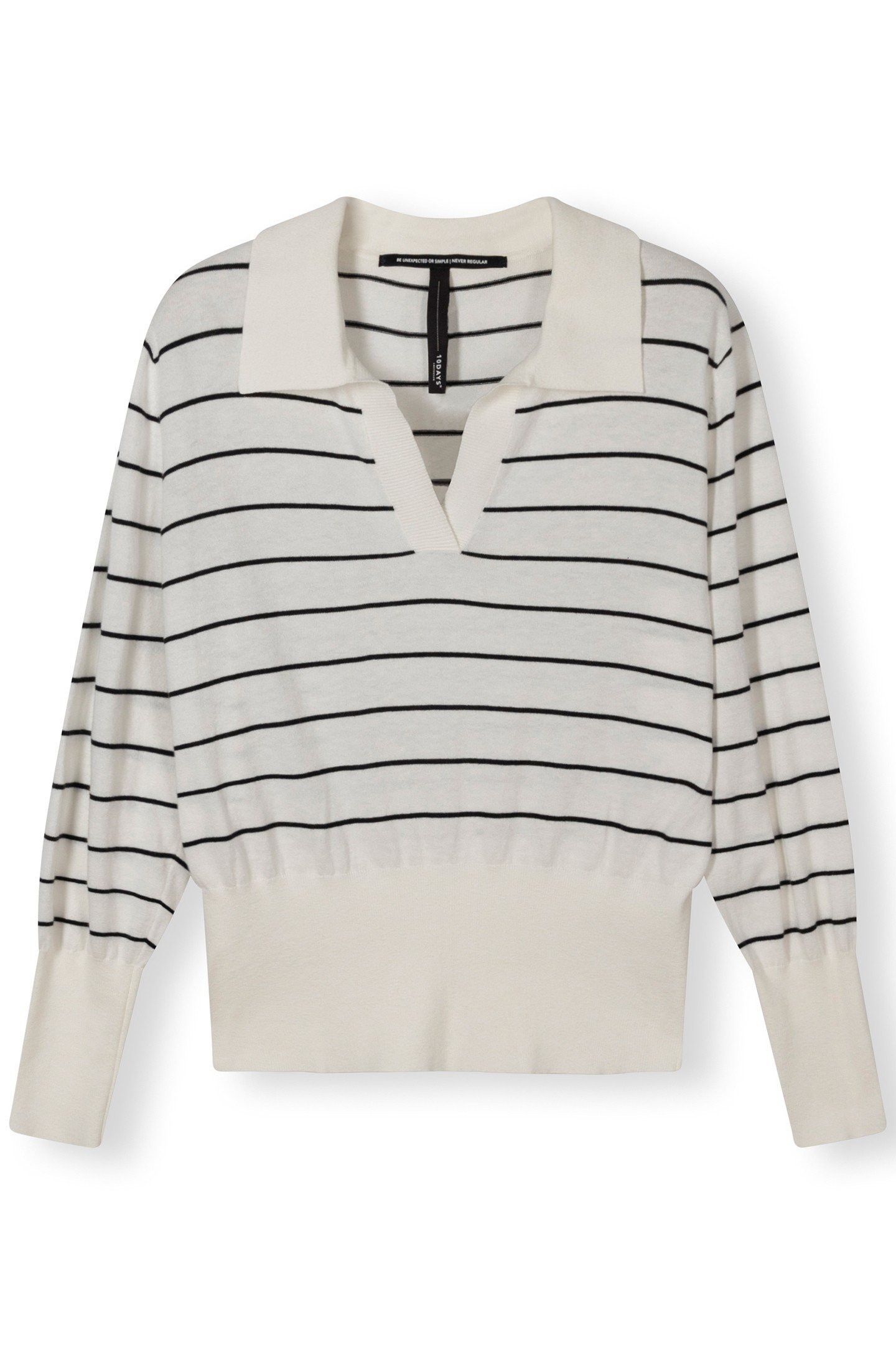 COLLAR SWEATER KNIT STRIPE ECRU 3