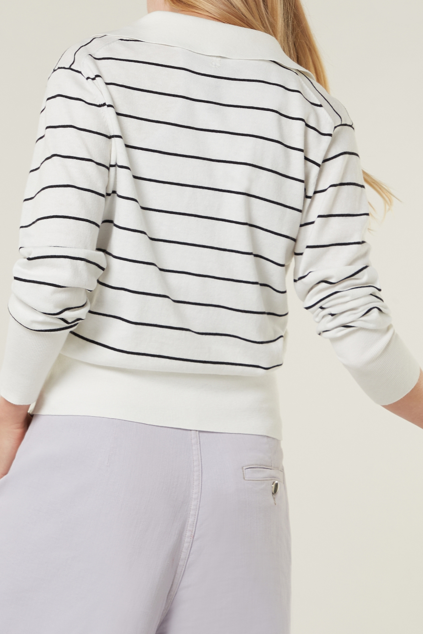 COLLAR SWEATER KNIT STRIPE ECRU 6