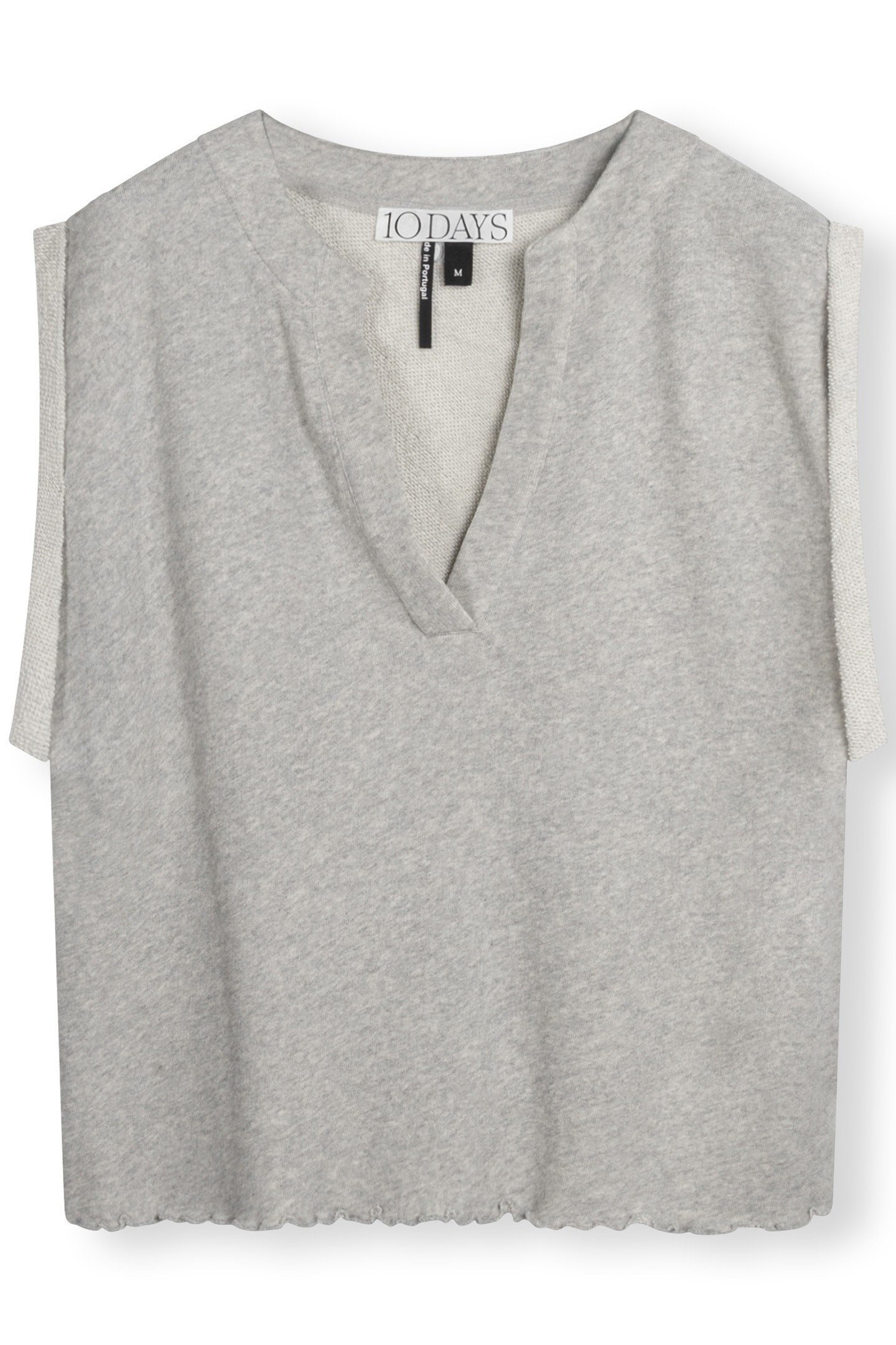 V-NECK TOP FLEECE LIGHT GREY MELEE 4