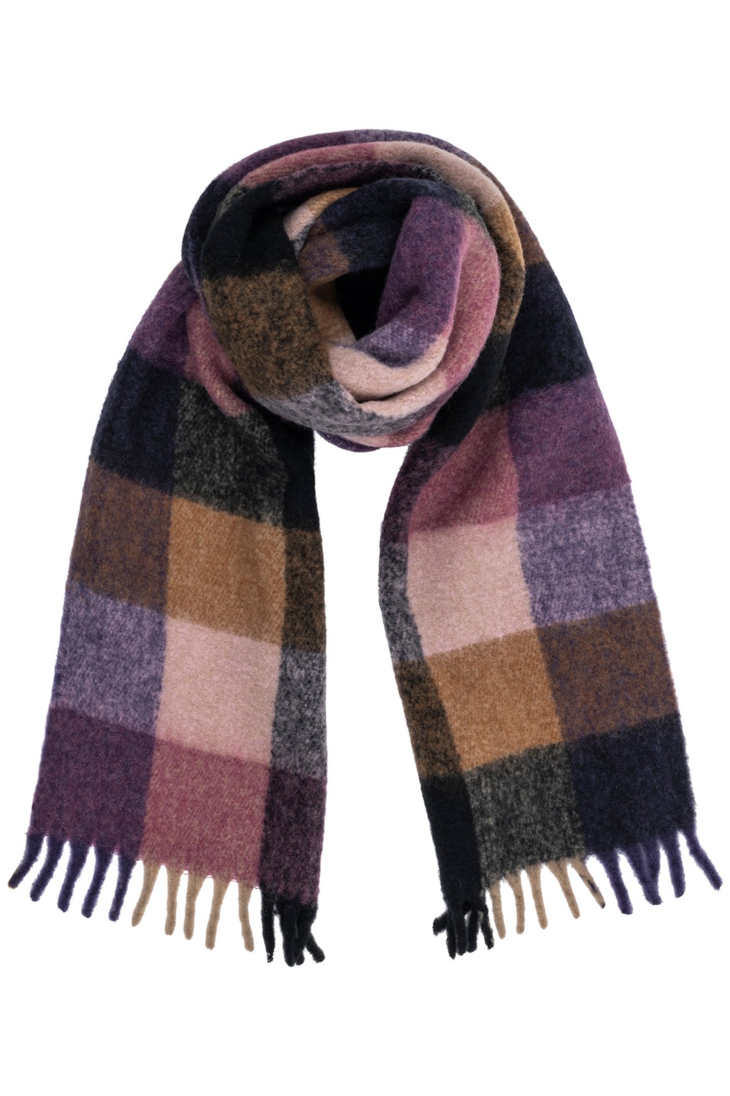 UNISEX S&S WOVEN BUFFALO CHECK SCARF BURGUNDY 1