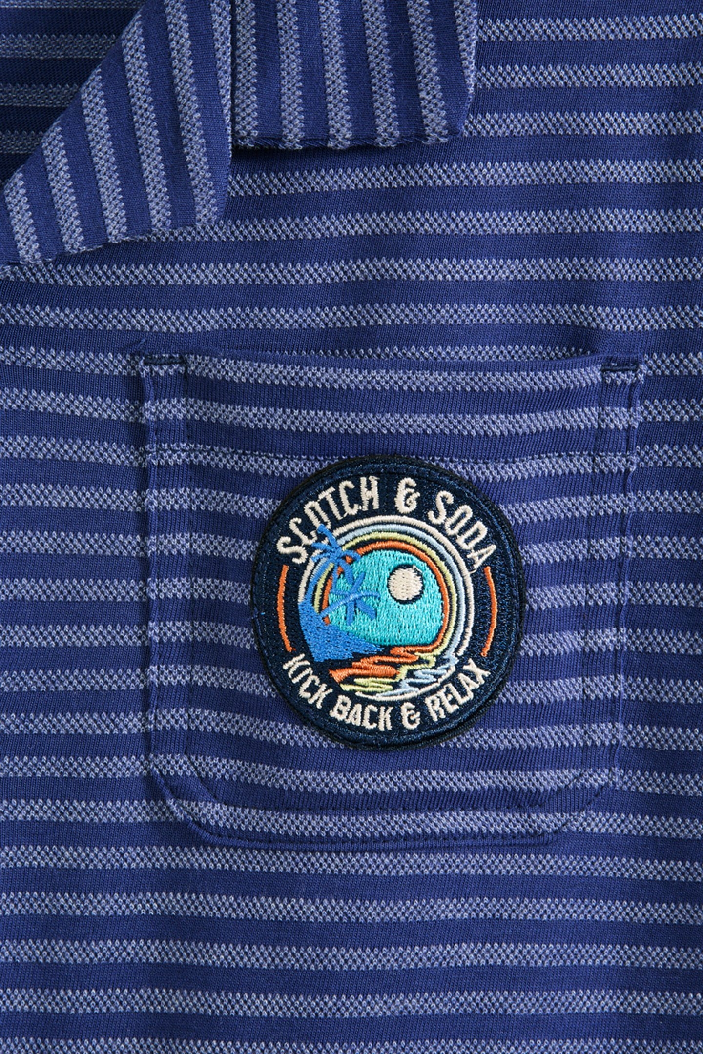 BOYS S&S JERSEY PIQUE STRIPE BUTTON UP NAVY 3