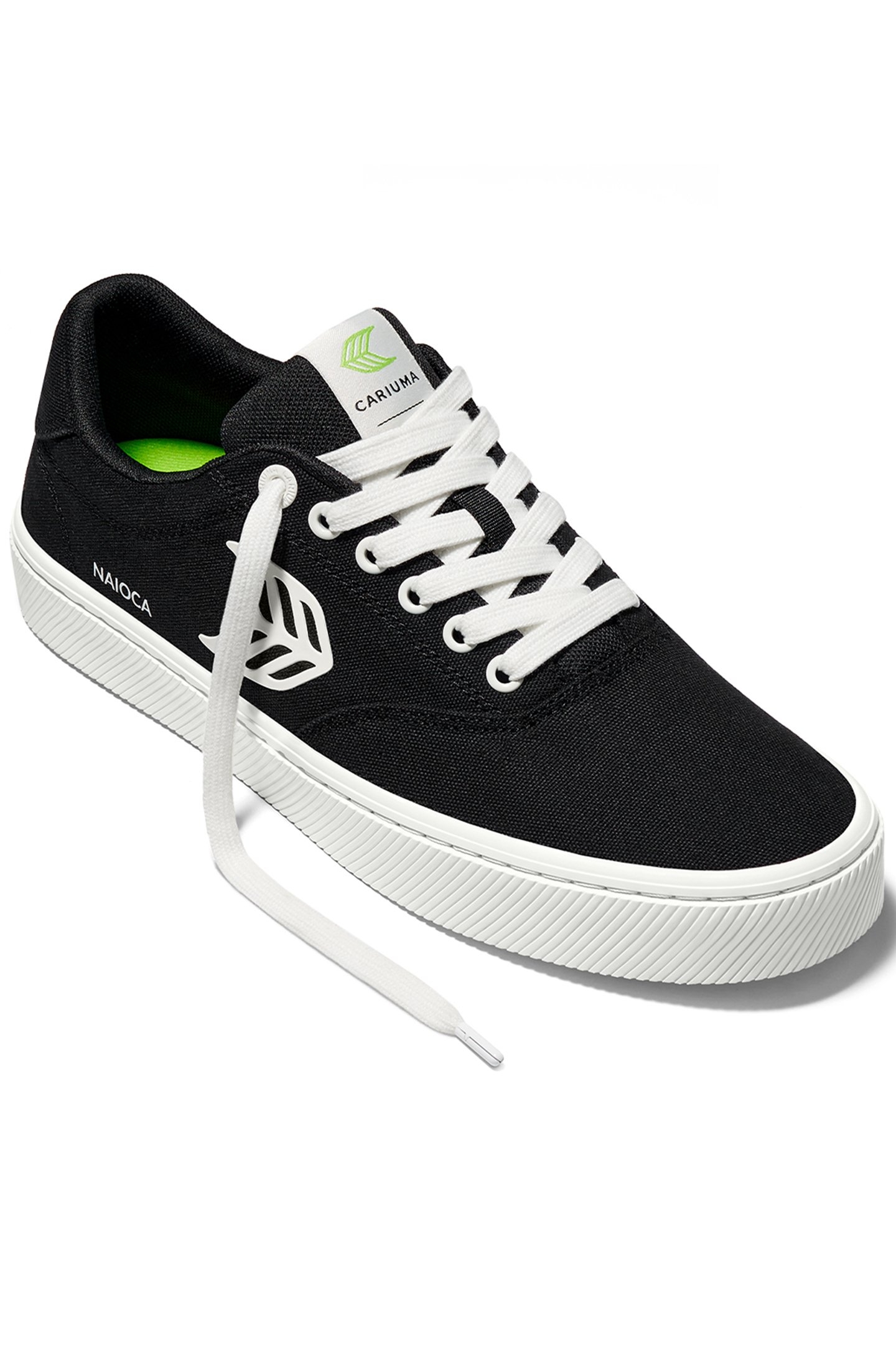 NAIOCA BLACK CANVAS OFF-WHITE LOGO SNEAKER 2