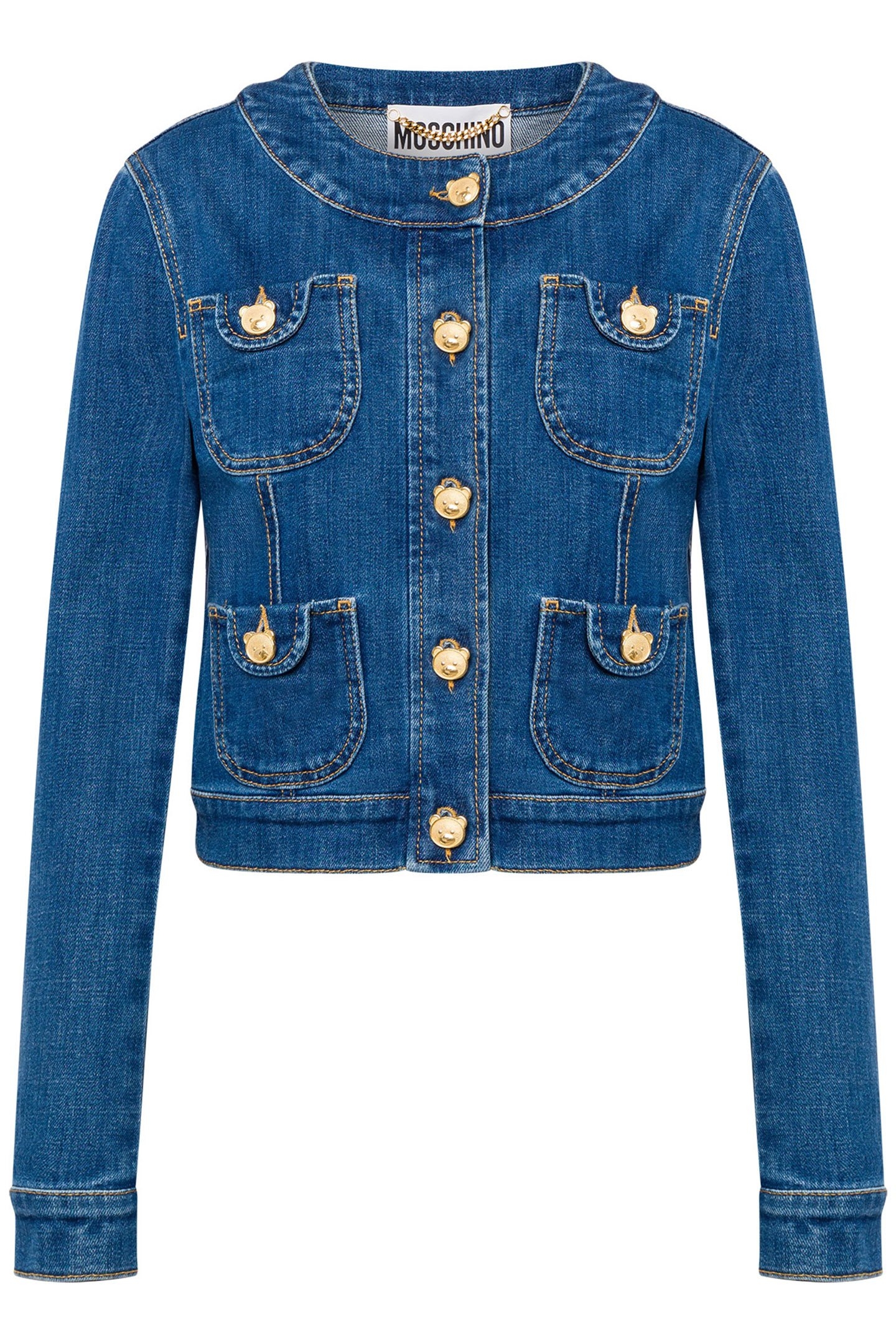 TEDDY BUTTONS STRETCH DENIM JACKET BLUE 3