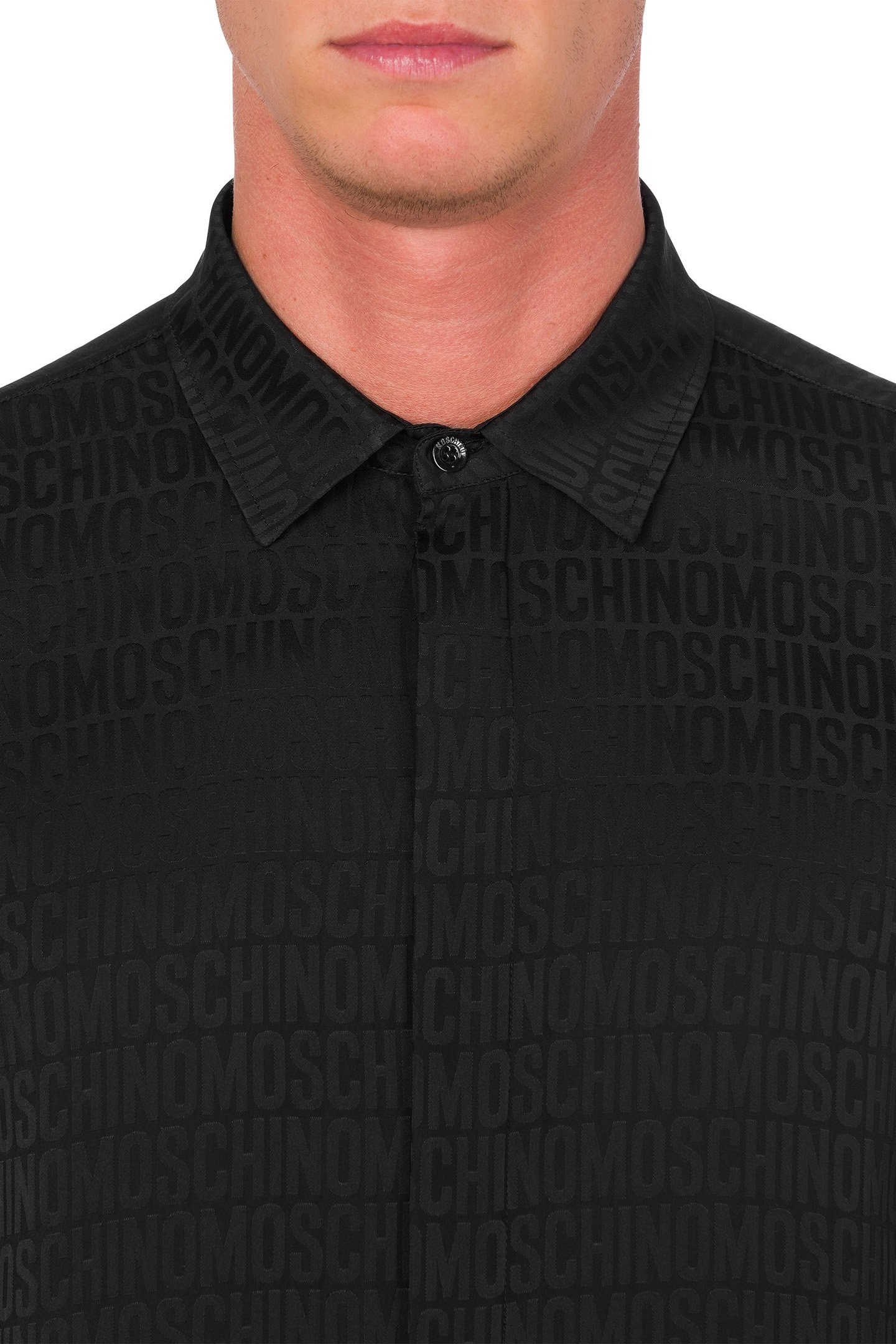 ALLOVER LOGO JACQUARD TWILL SHIRT BLACK 4