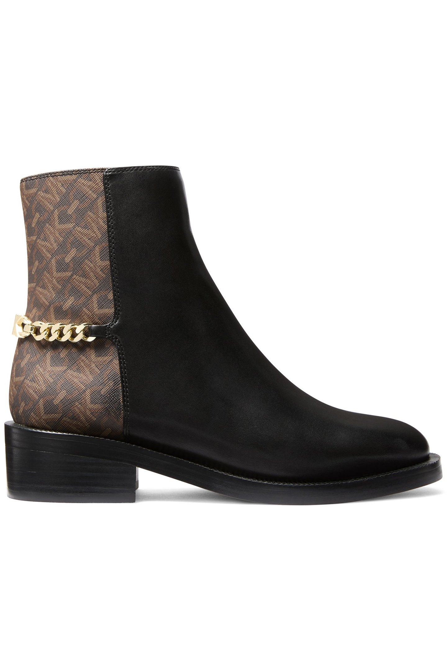CARLISLE FLAT BOOT IN BLACK AND BROWN LOGO PRINT 1