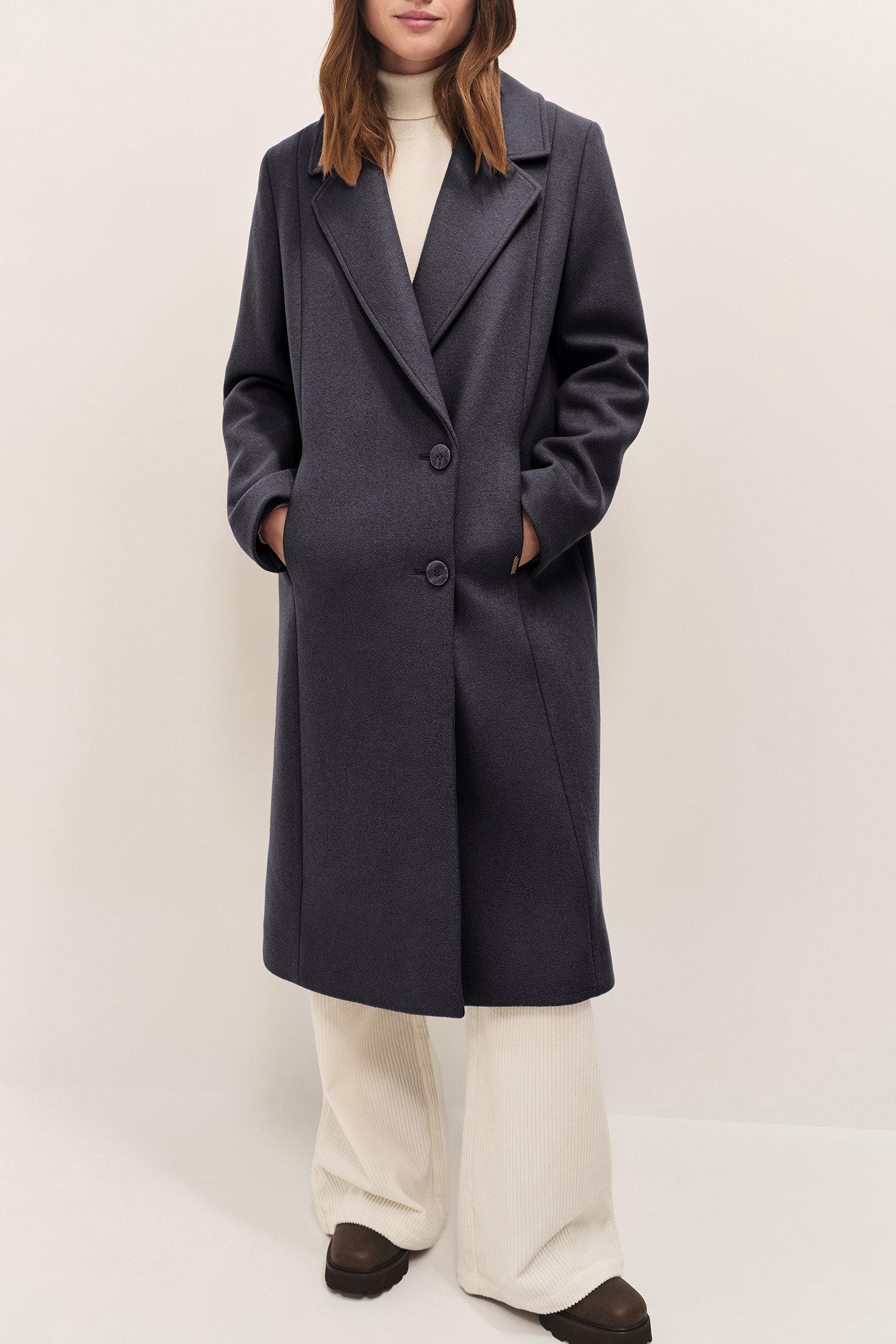 DIMITRI - CHARCOAL GREY LONG COAT WITH WIDE TAILORING COLLAR 1