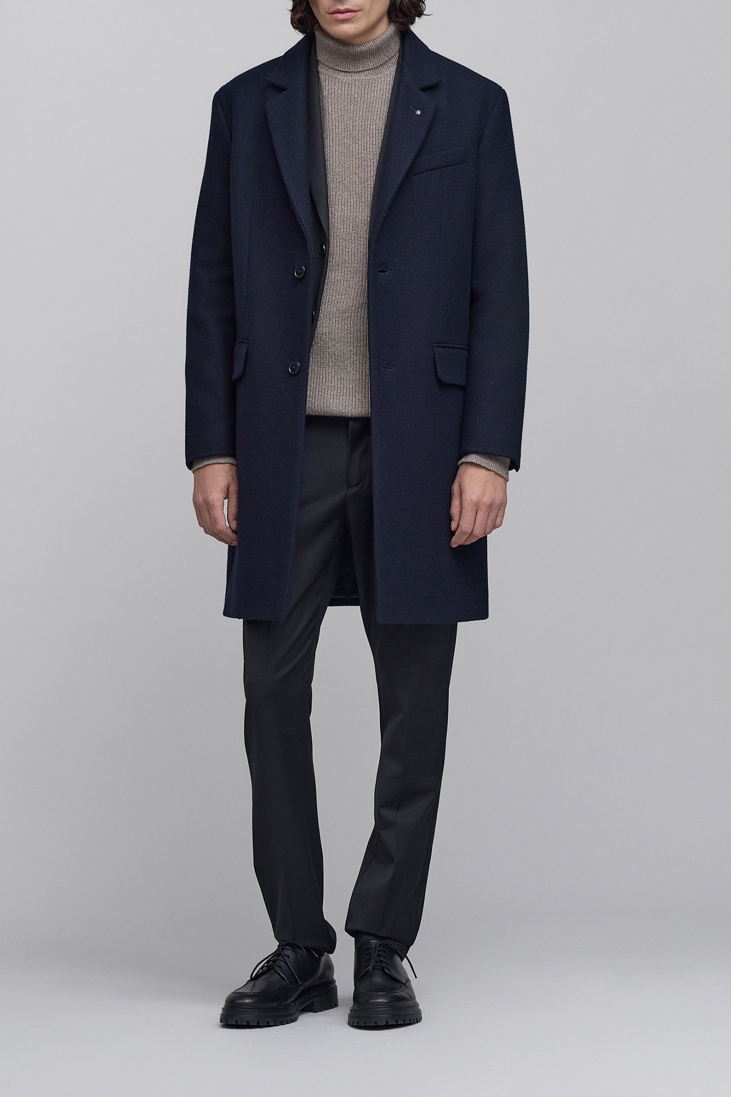 LONG NAVY WOOL COAT 2