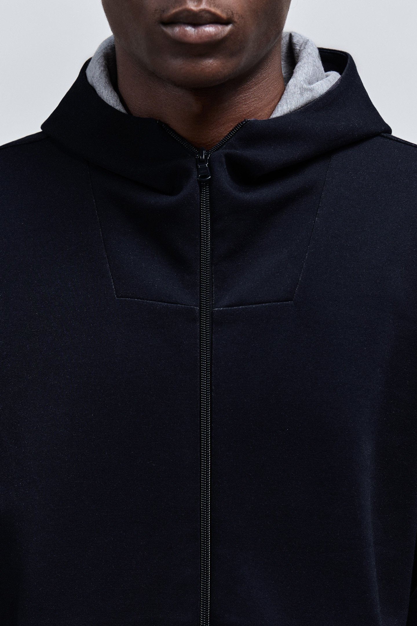 NAVY NEOPRENE ZIPPED CARDIGAN 7