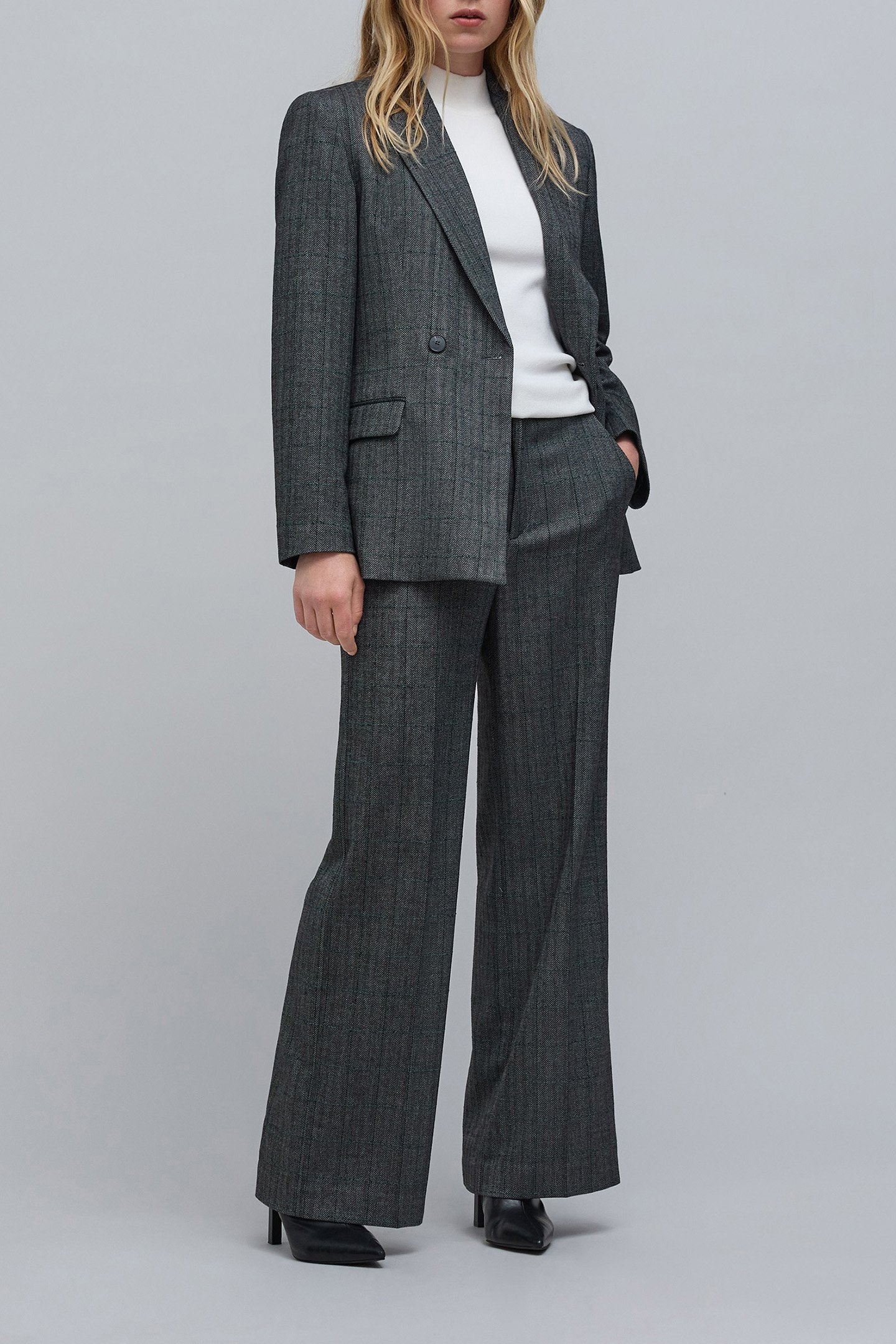 BLACK HERRINGBONE CHECK SUIT JACKET 3